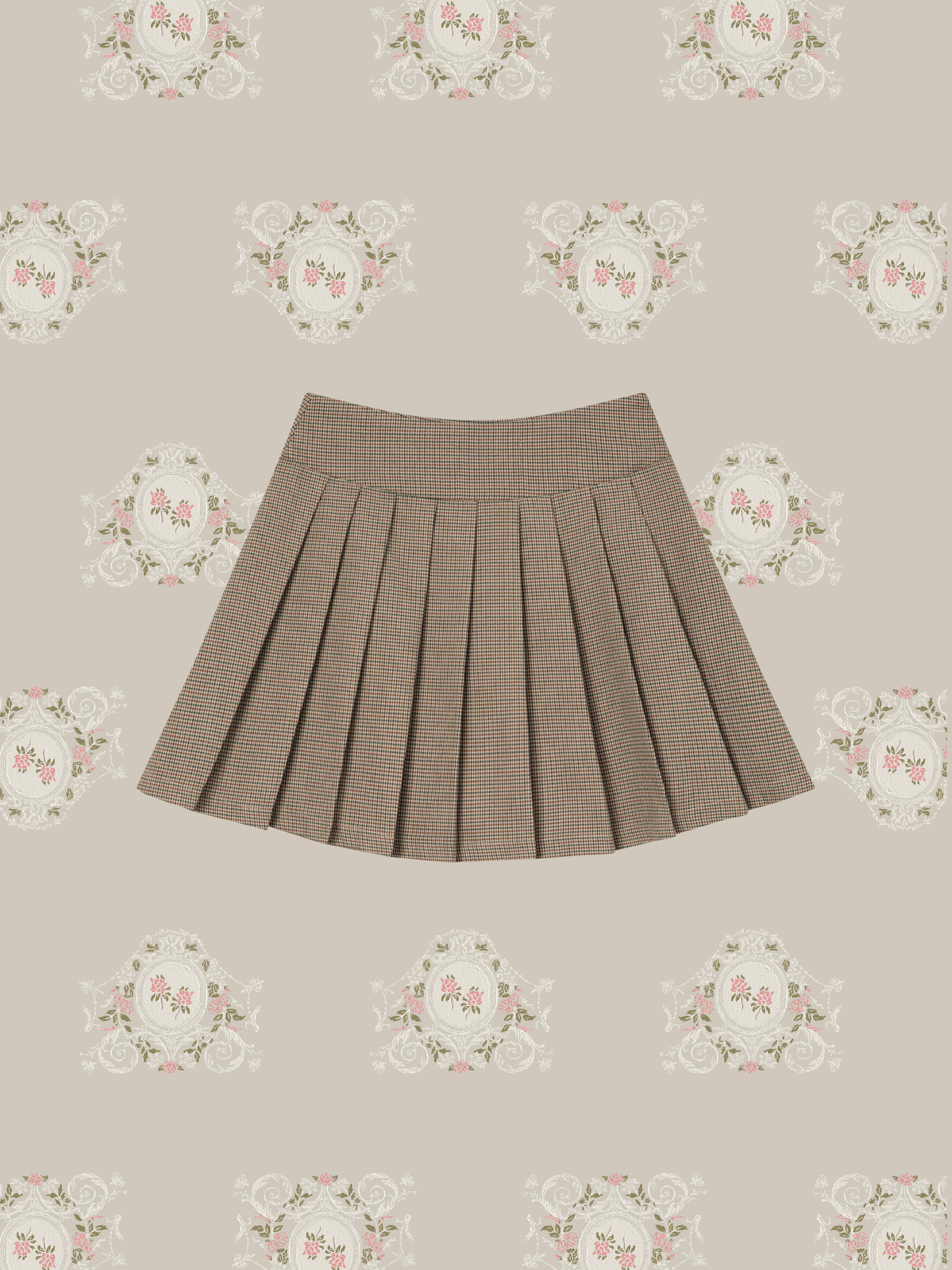 Houndstooth Gold Button Skirt Set-Up