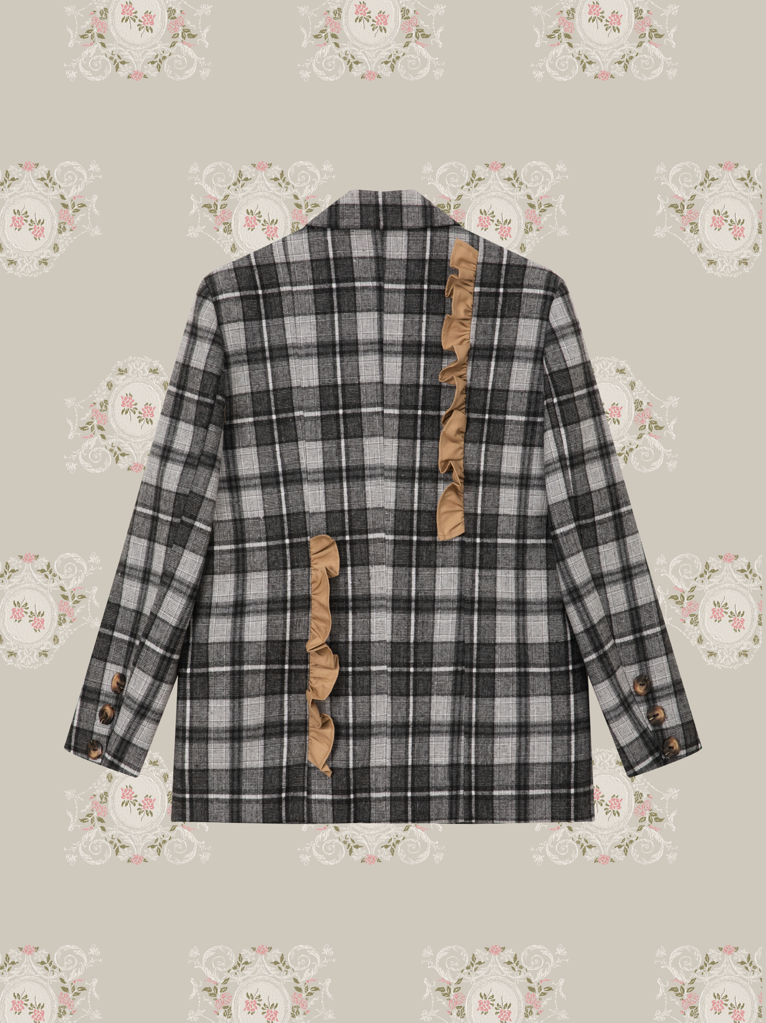 ・予約商品・Check Frill Decorate Jacket/チェック柄フリルジャケット