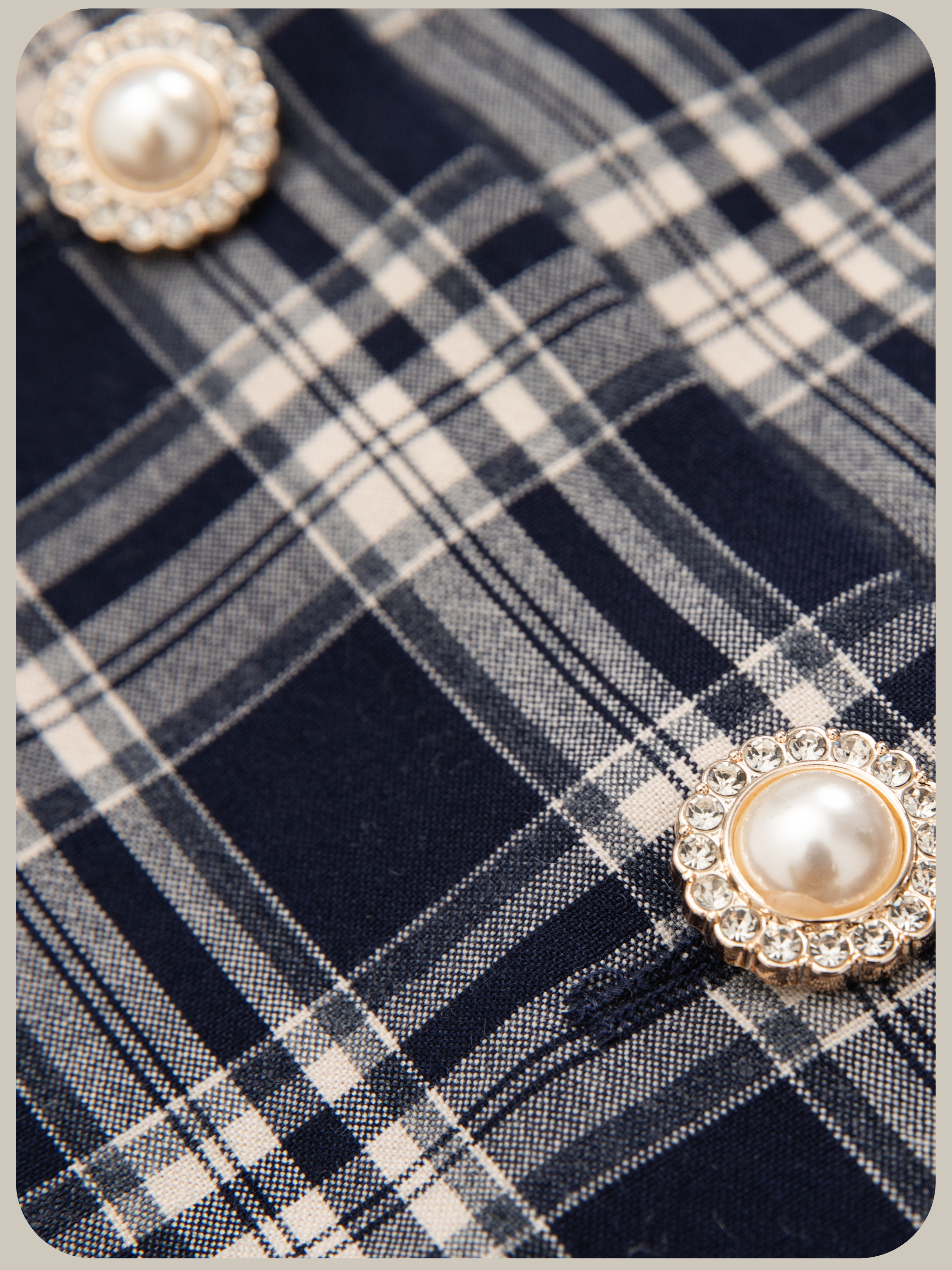 ・予約商品・Lace Collar Plaid Jacket Set Up/レース襟チェック柄ジャケットセットアップ