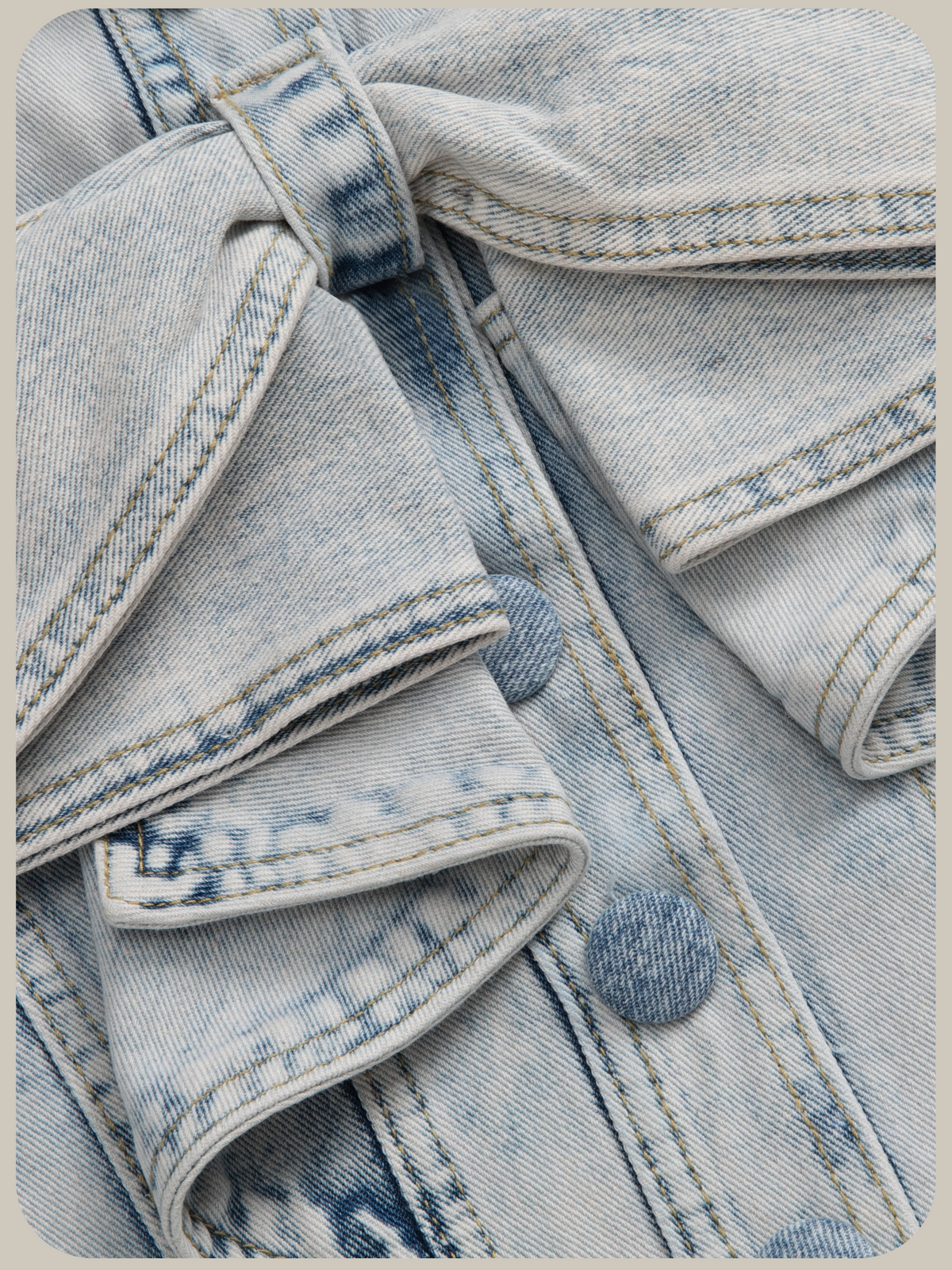 Bow Ruffle Cropped Denim Jacket Set Up/リボンラッフルクロップドデニムジャケットセットアップ