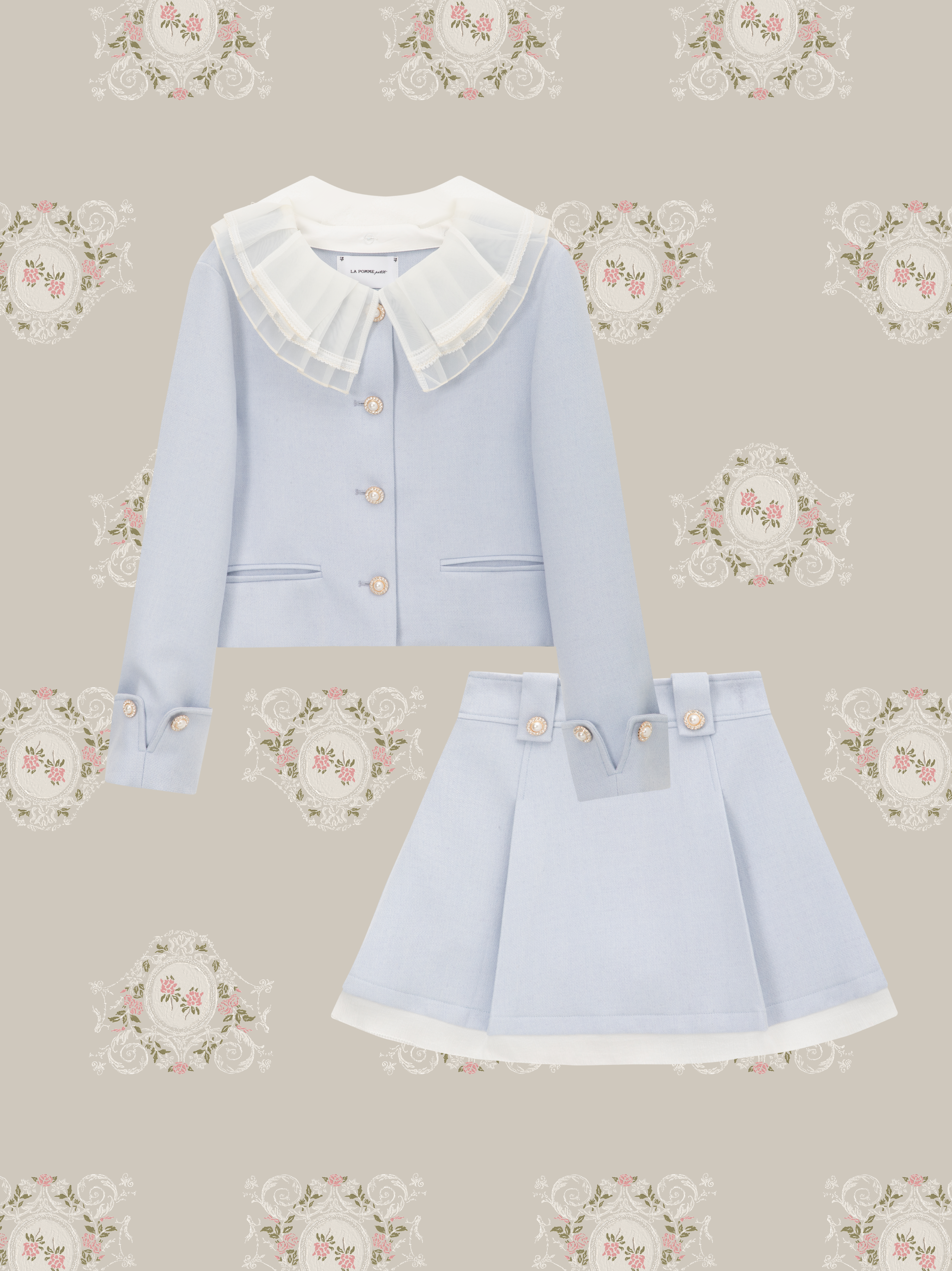 ・予約商品・Princess Lace Collar Woolly Pearl Set Up/プリンセスレースカラーウーリーパールセットアップ