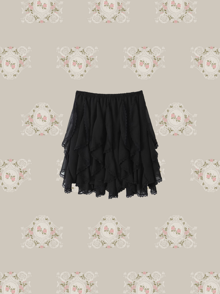 Asymmetry Flared Lace Skirt/アシンメトリーフレアレーススカート