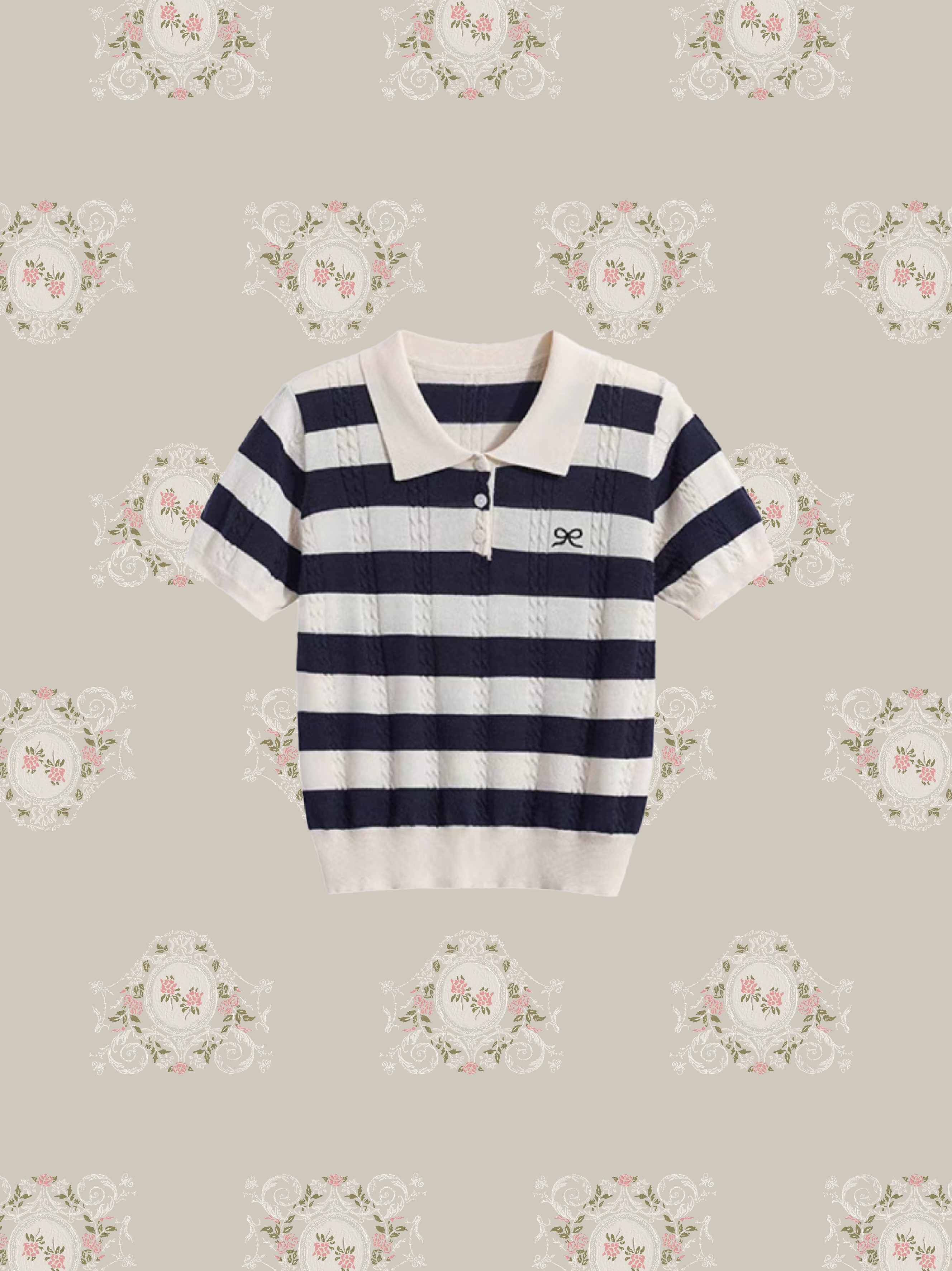 Polo Collar Stripe Summer Knit ポロカラーストライプサマーニット Polo Collar Stripe Summer Knit ポロカラーストライプサマーニット