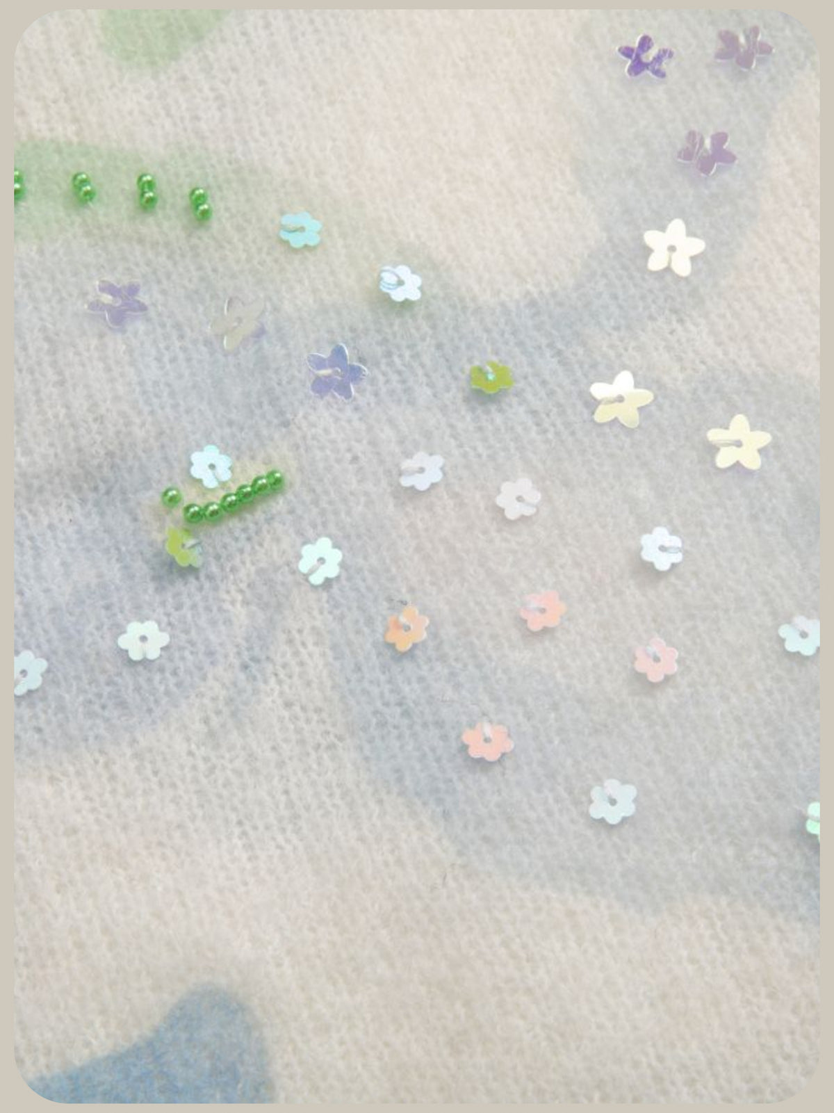 Sequin Floral Sheer Mohair Knit/スパンコール付きフローラル柄シアーモヘアニット