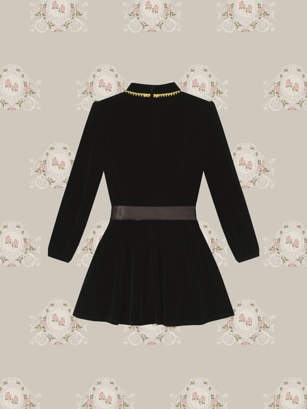 Satin Bow Velvet Mini Dress/サテンリボン付きベルベットミニドレス