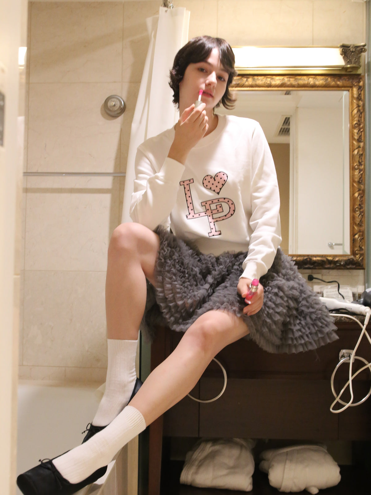 Layered Mesh Flare Mini Skirt/レイヤードメッシュフレアミニスカート