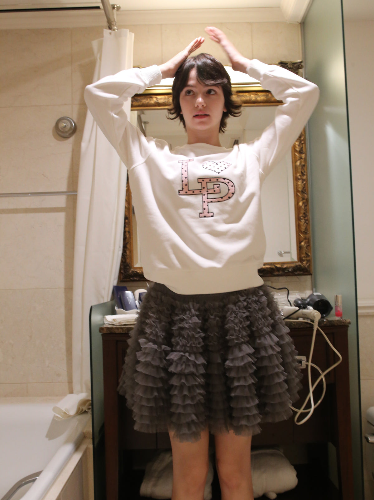 Layered Mesh Flare Mini Skirt/レイヤードメッシュフレアミニスカート