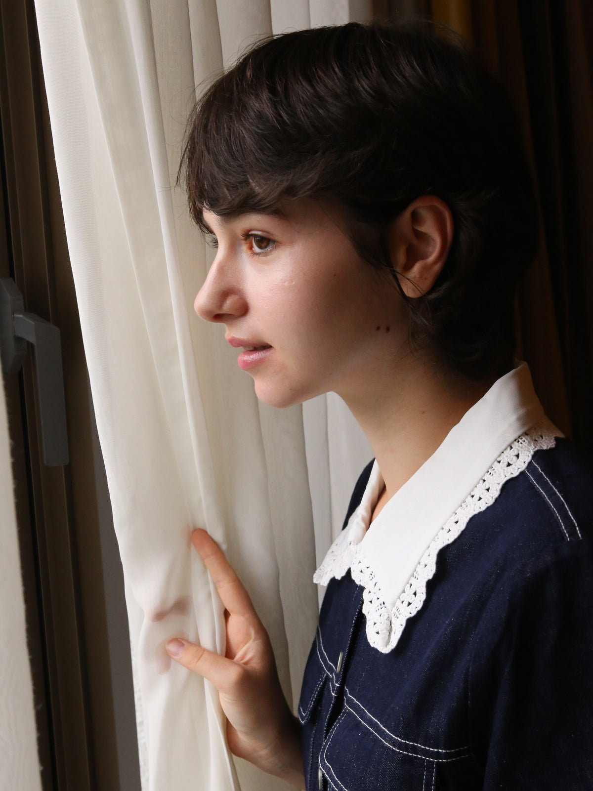 ・予約商品・Lace Collar Denim One Piece