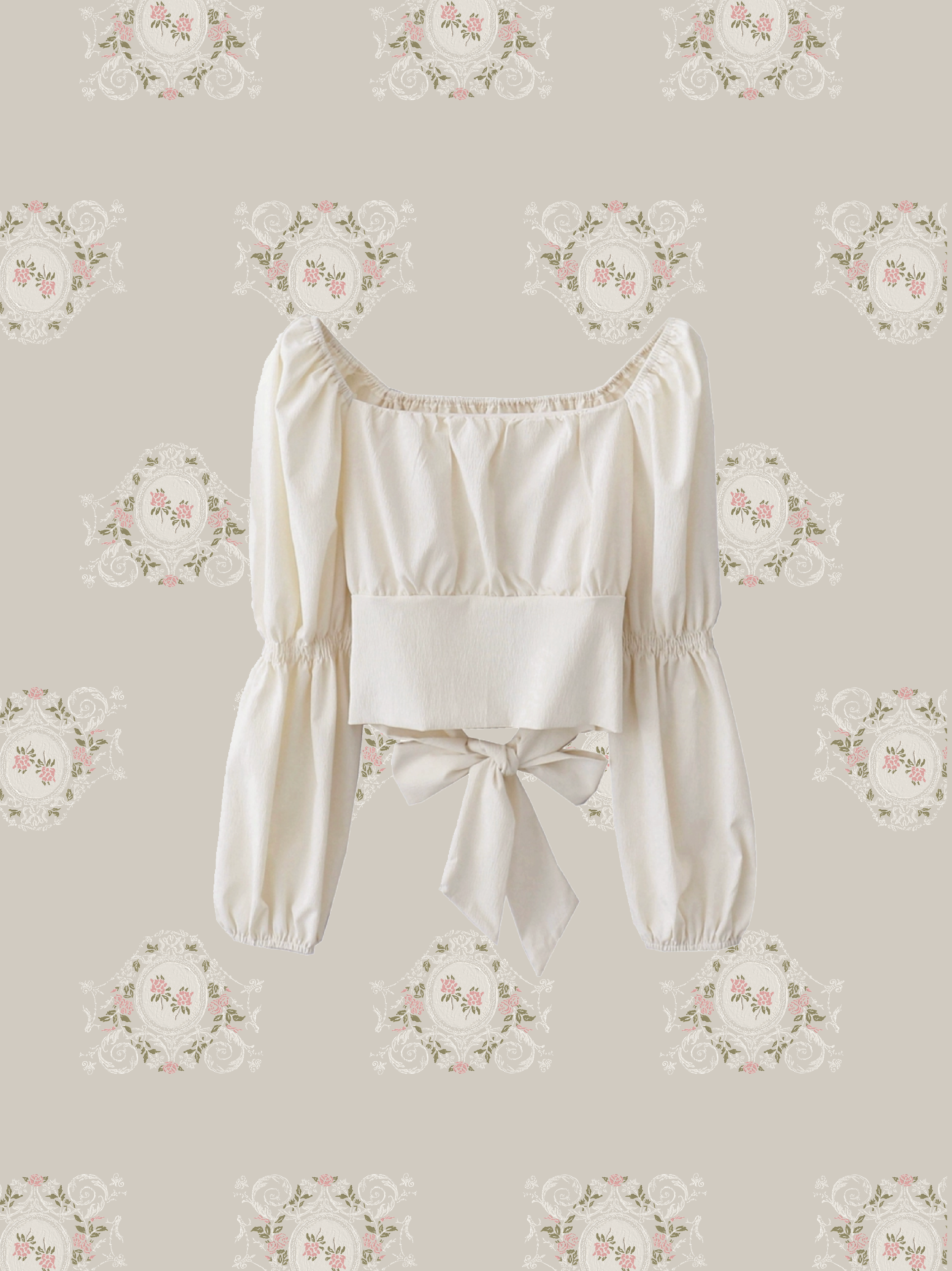French Square Collar High-waisted Top