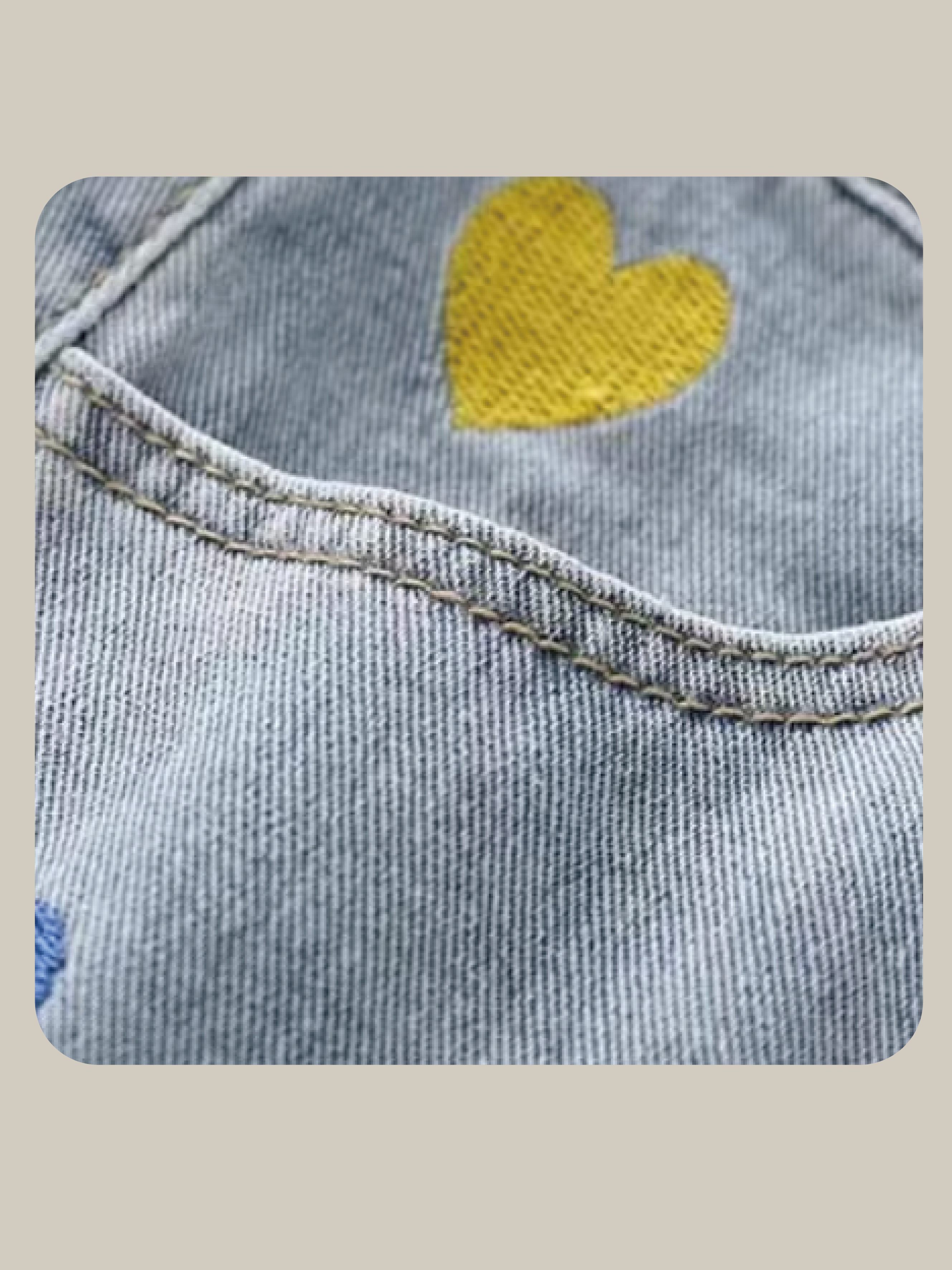 Heart Embroidery Midi Denim Skirt