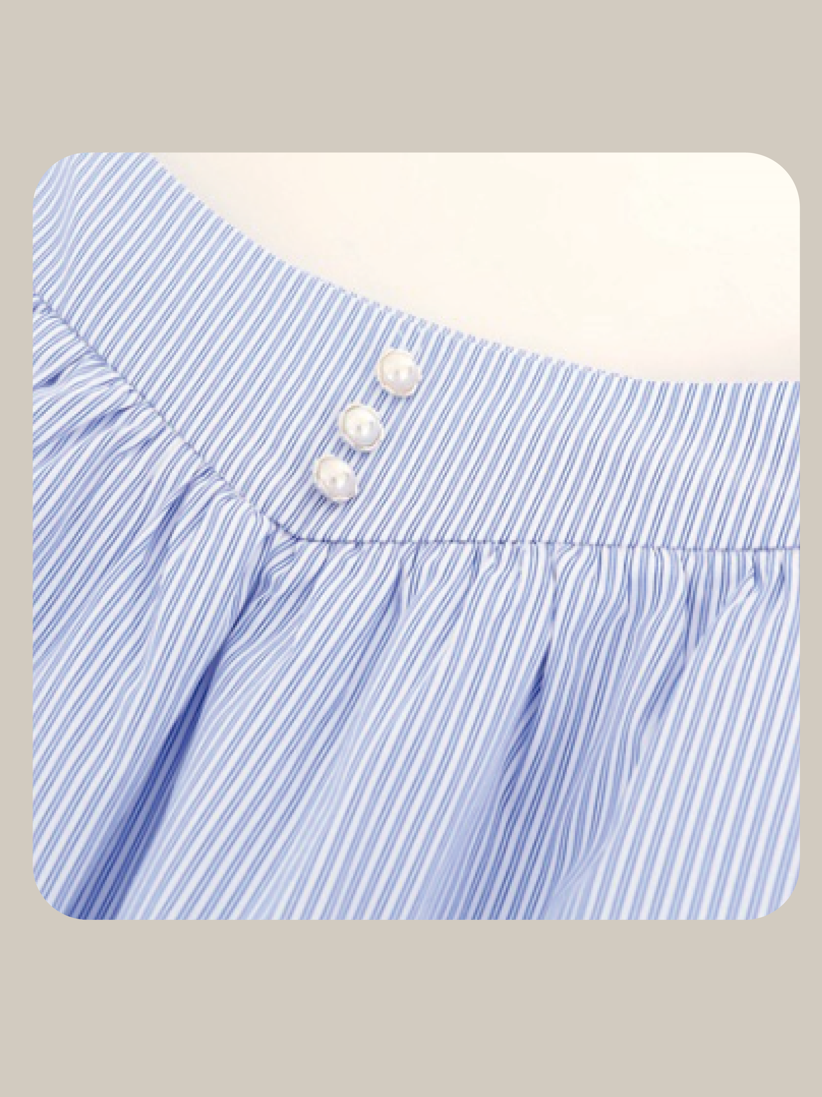 Feminine Blue Stripe Skirt Set-up