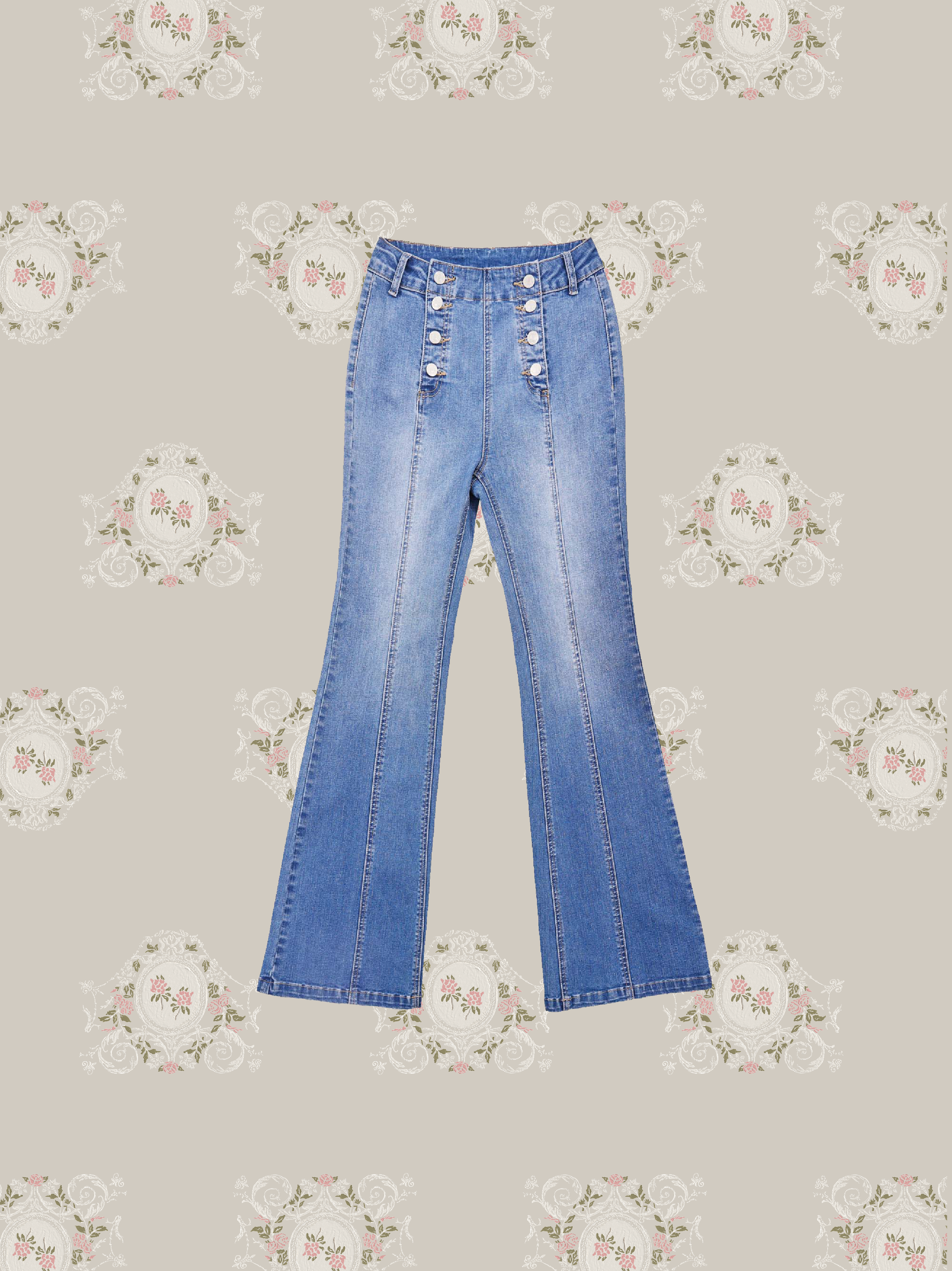 FLARED HIGH-WAISTED JEANS IN DENIM