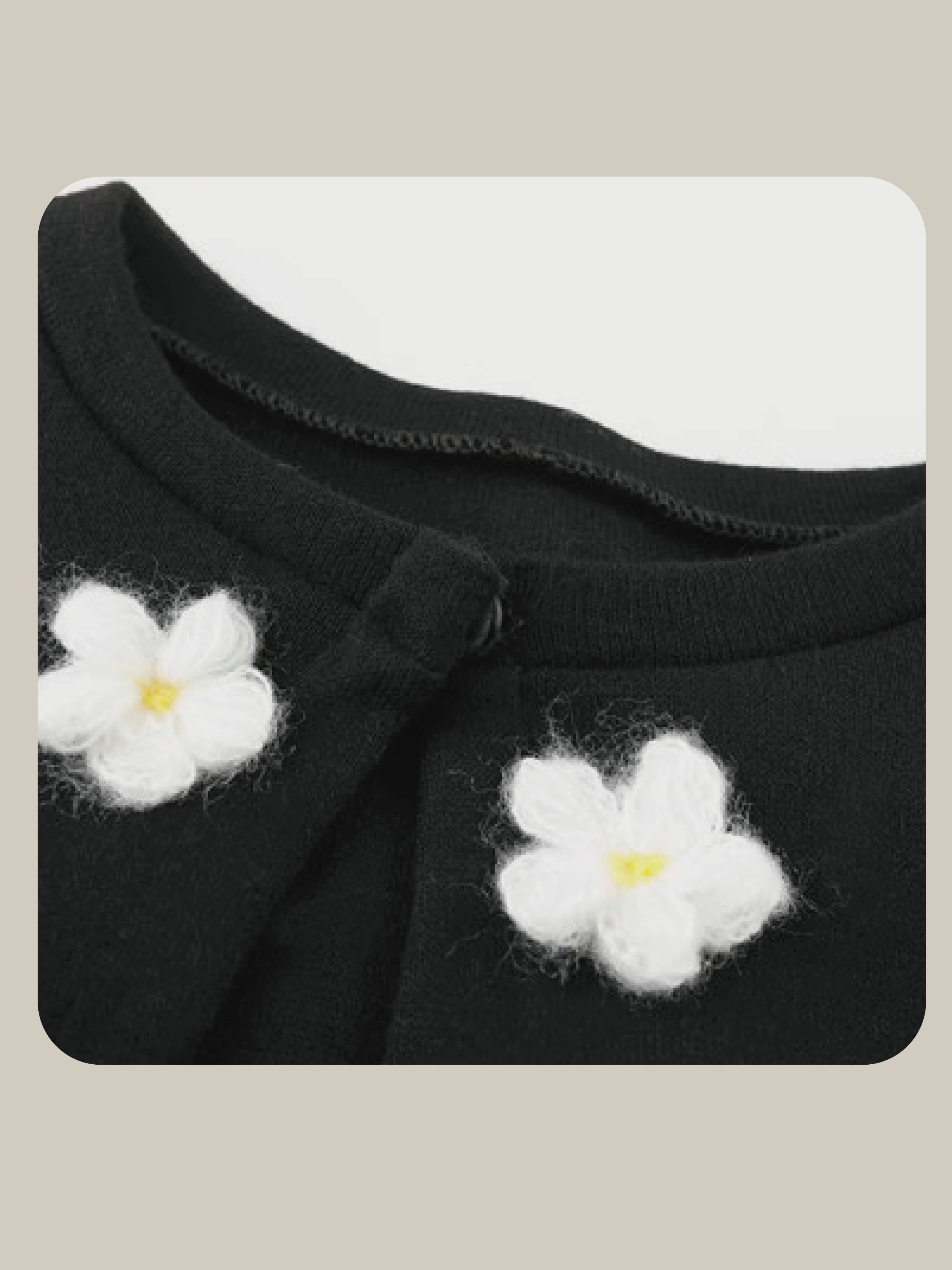 Fuzzy Flower Applique Cardigan Set-Up. フラワーアップリケカーディガンセットアップ