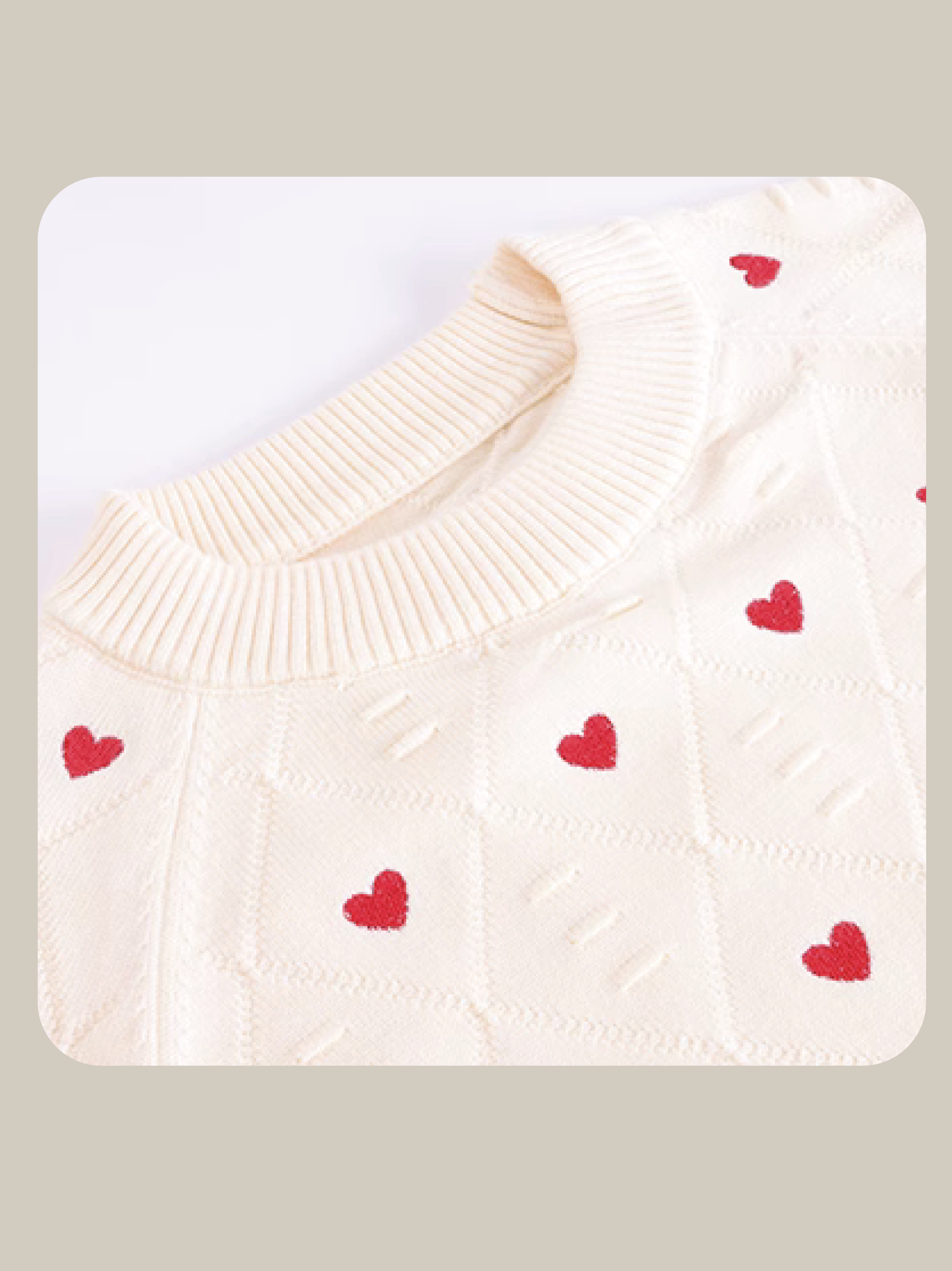 Heart Embroidery Knit Top