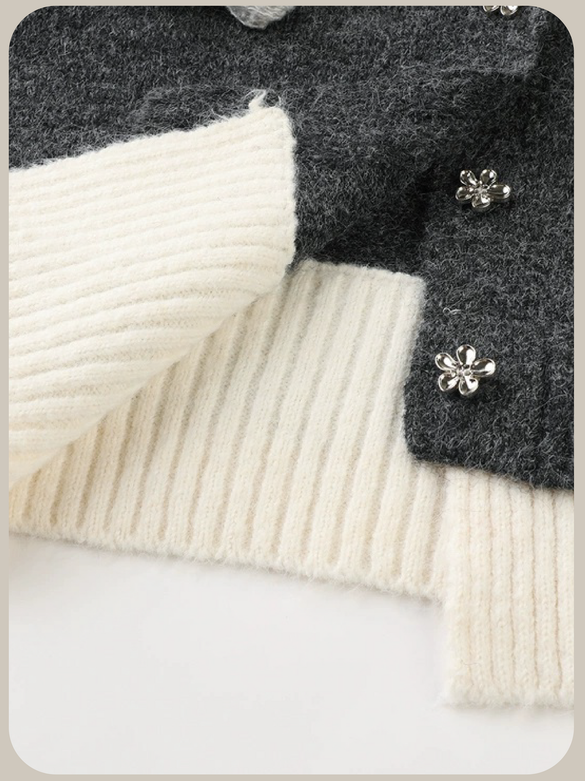 Elegant Flower Applique Cardigan Set Up/エレガントフラワーアップリケカーディガンセットアップ