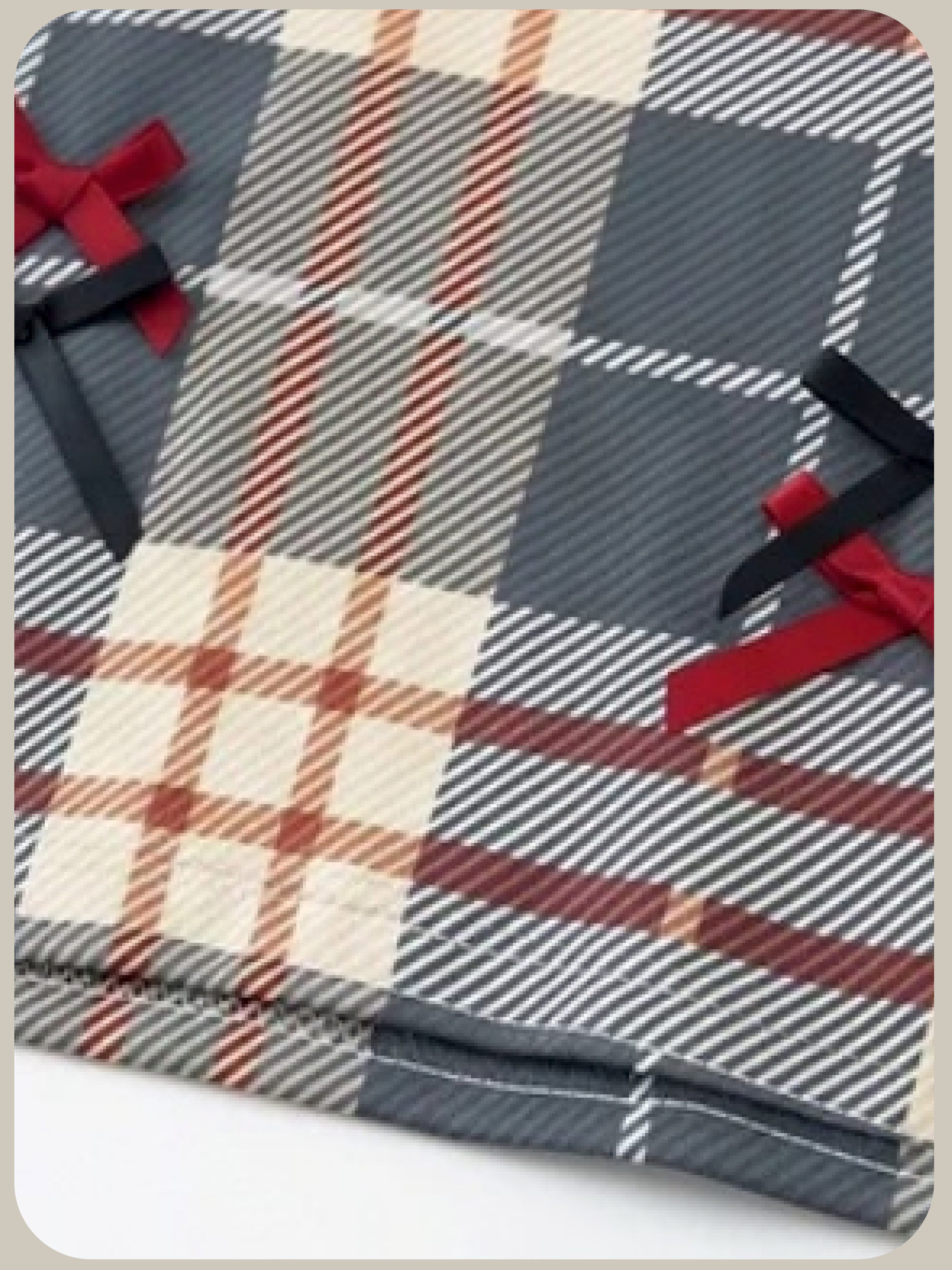 Bow Accent Contrast Plaid T/リボンアクセントコントラストチェックTシャツ