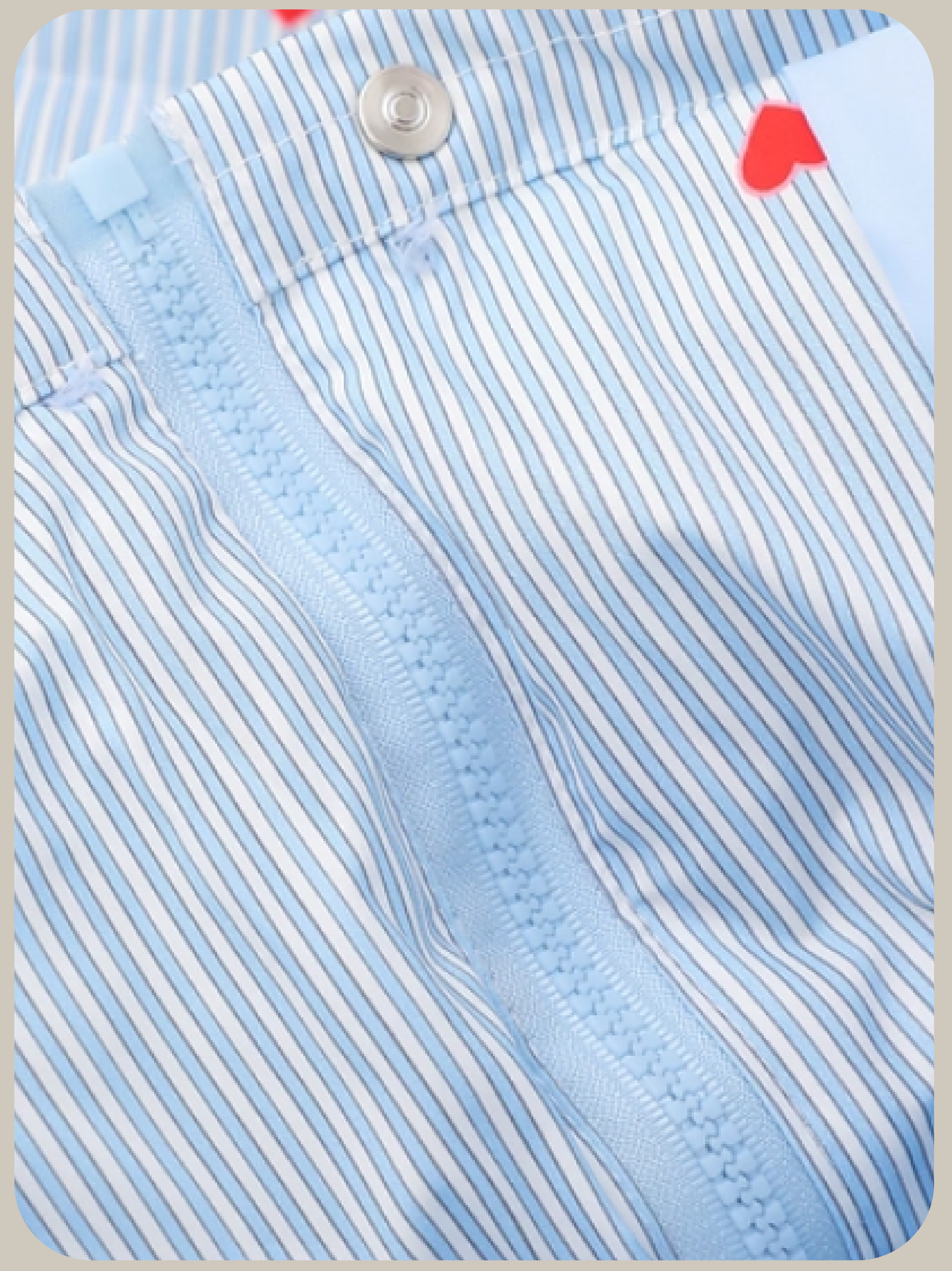 Heart Design Baby Blue Stripe Down Jacket/ハートデザインベビーブルーストライプダウンジャケット