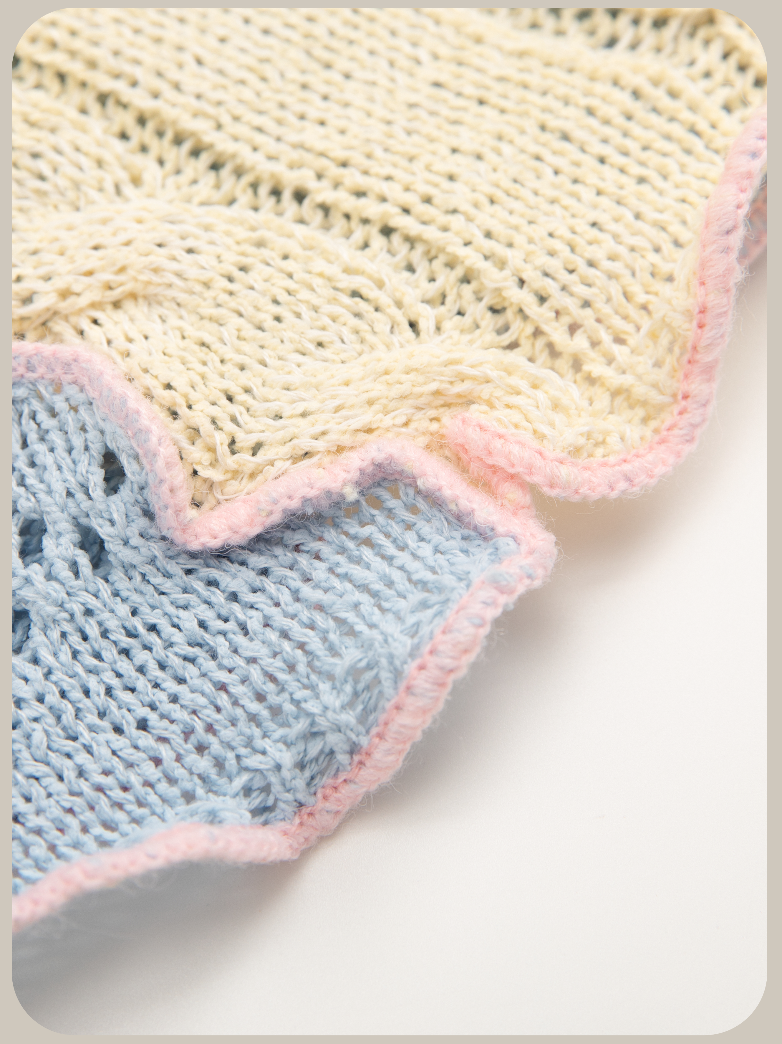 Contrast Color Wave Docking Summer Knit/コントラストウェーブドッキングサマーニット