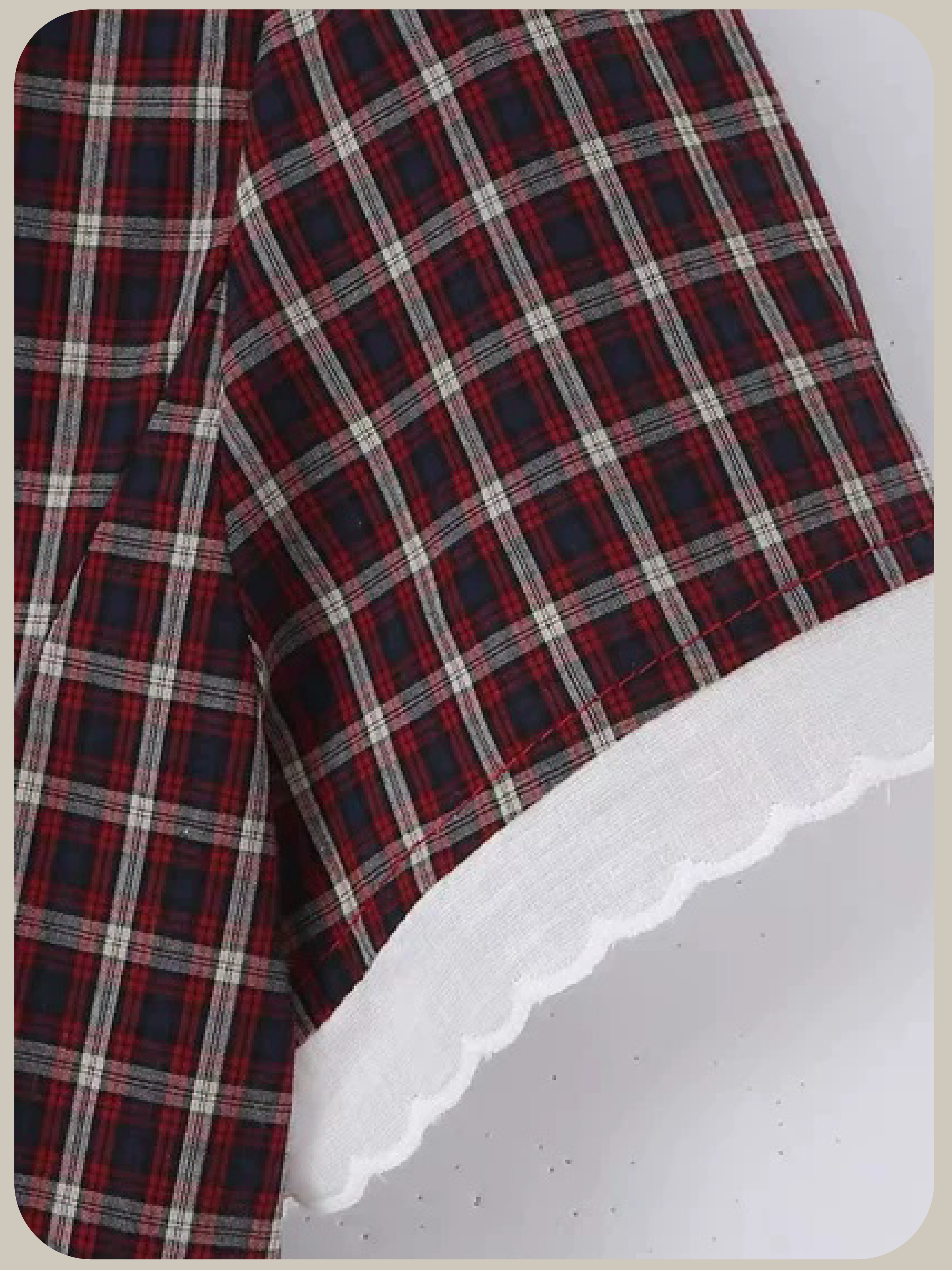 Sweet Plaid Lace Piping Shirt Set Up/スウィートチェック柄レースパイピングシャツセットアップ