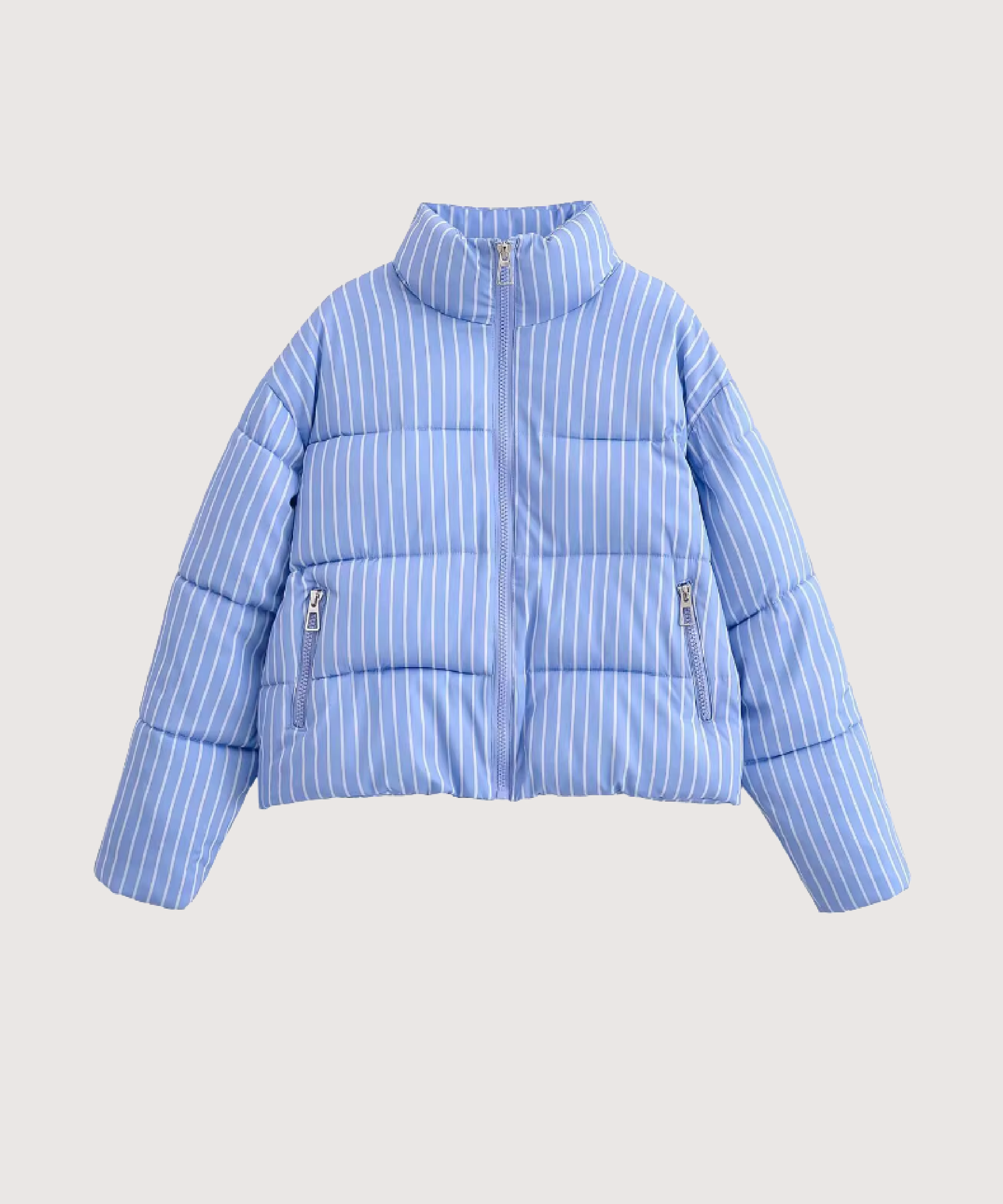 ライトブルーダウンジャケット グロッシーデューパディング-スカイブルー-ダウンジャケット