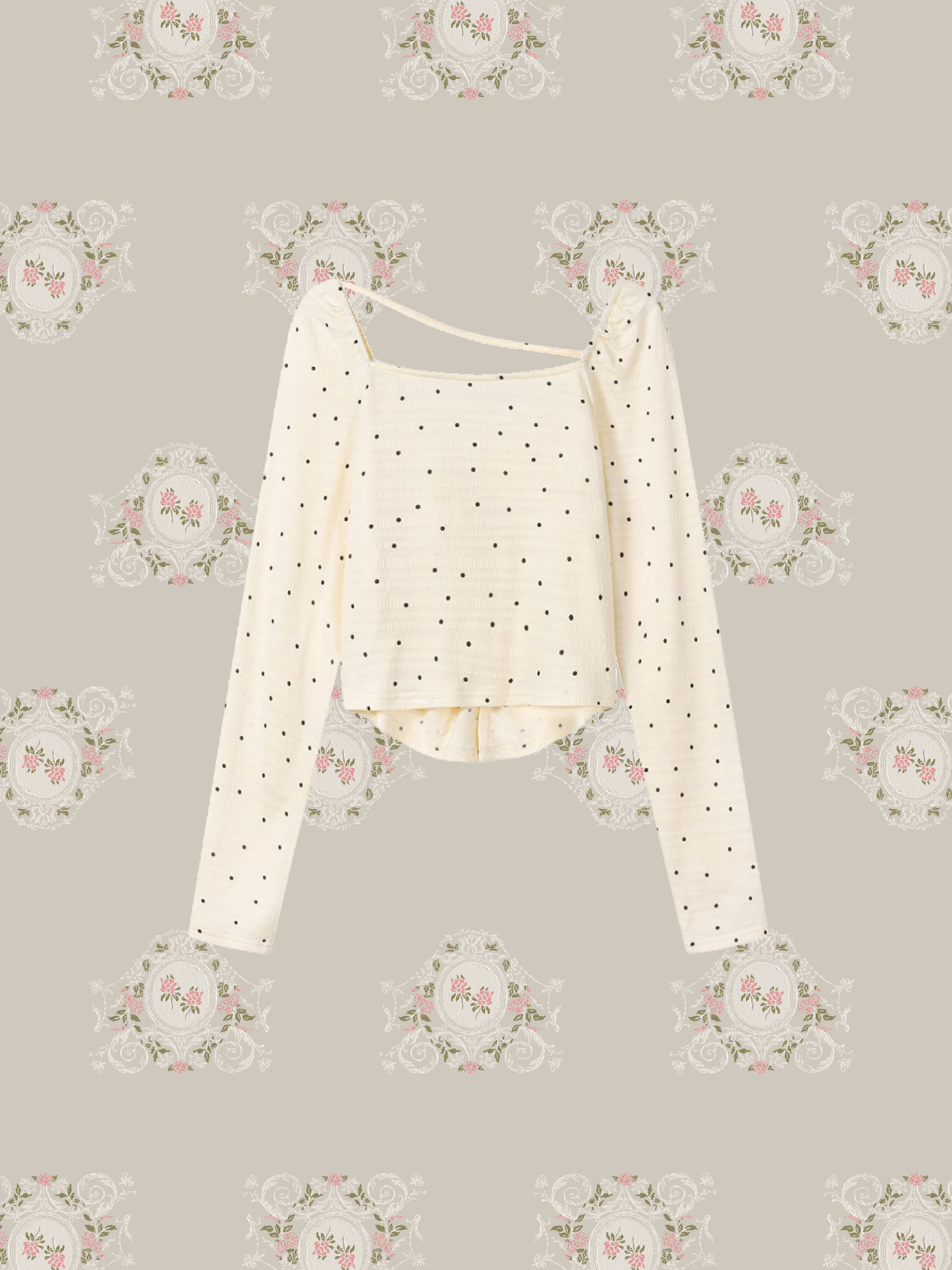 Mesh Ribbon Dots Top/メッシュリボンドットトップス