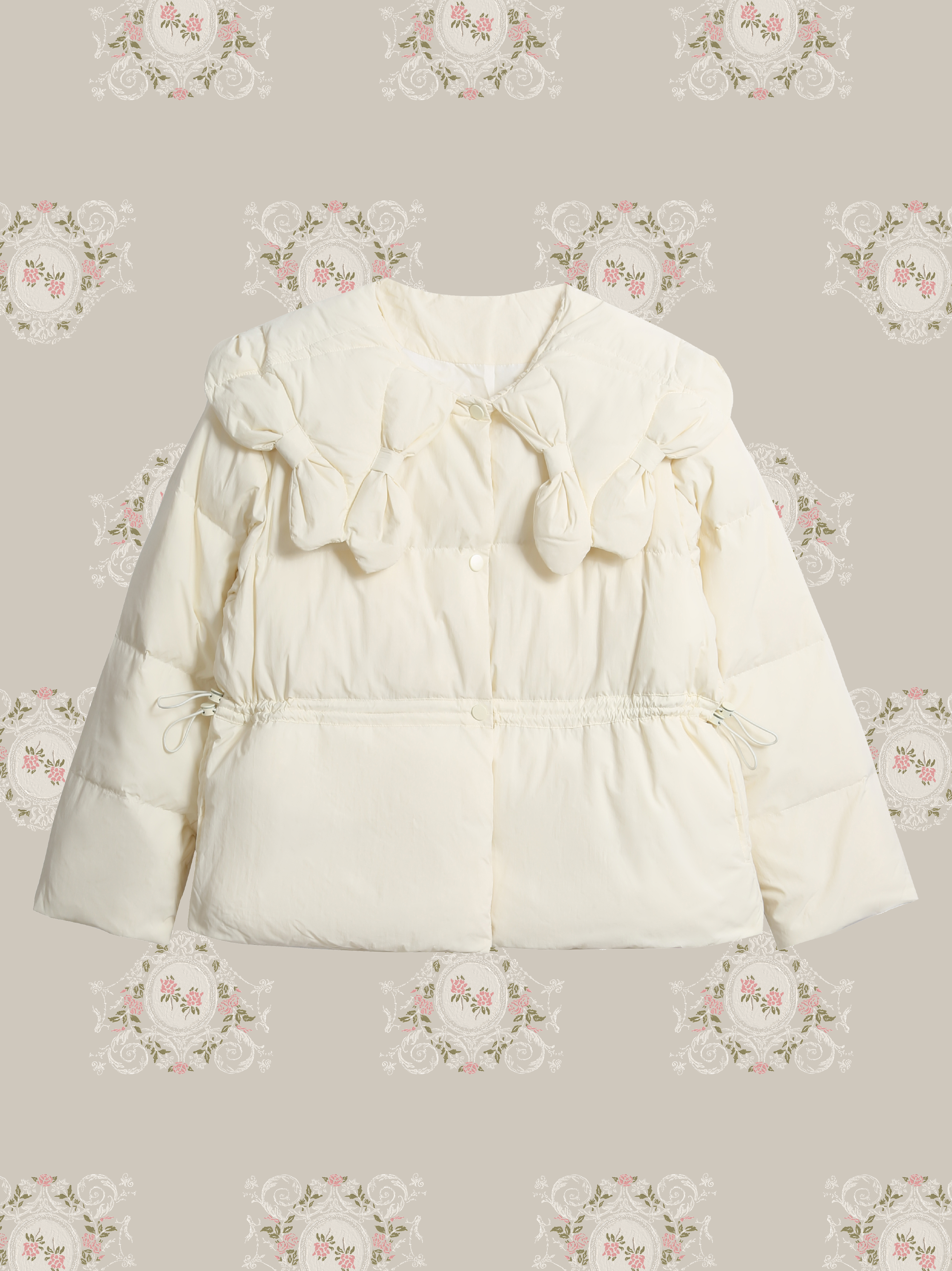 Ribbon Collar Waisted Duck Down Jacket/リボンカラーウエストダックダウンジャケット