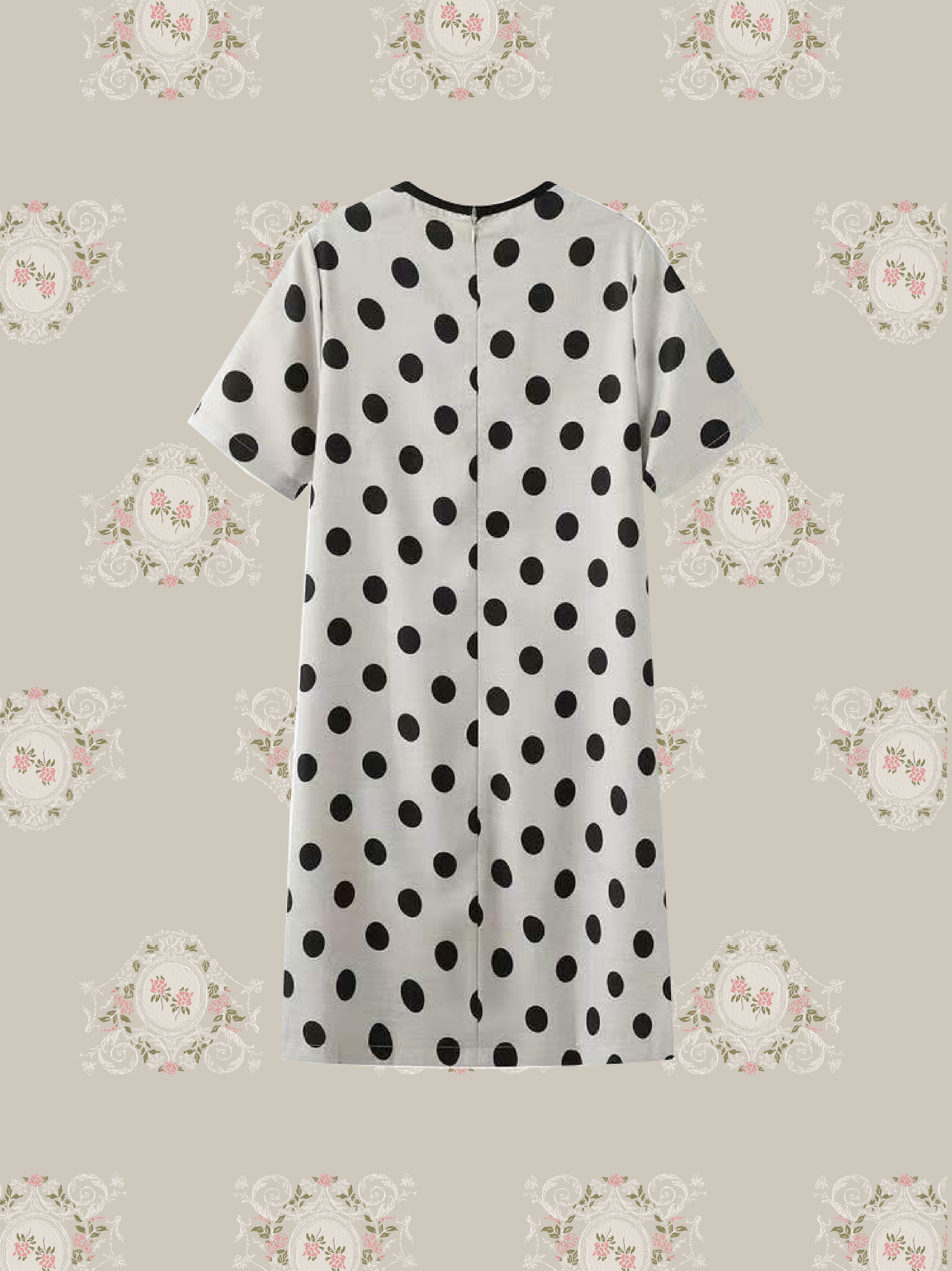 Round Collar Big Dots One Piece/ラウンドカラービッグドット柄ワンピース