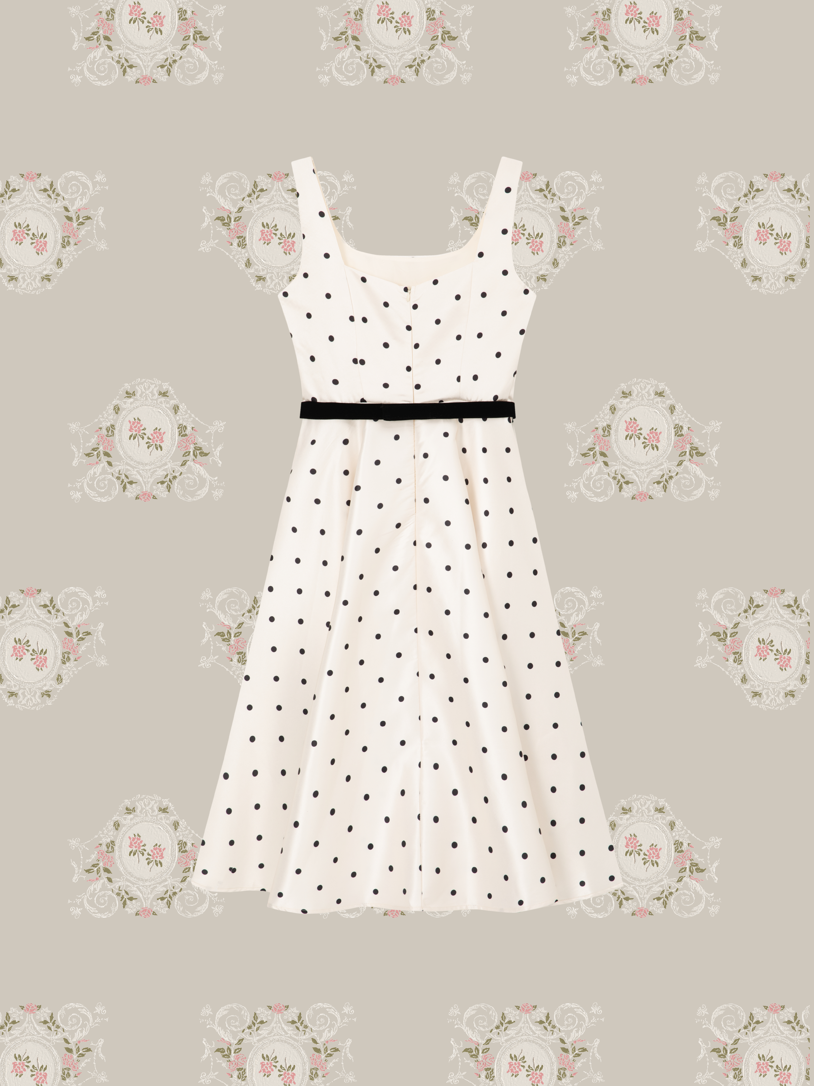 Polka Dot Satin Midi Slip Dress/ポルカドット柄サテンミディスリップドレス