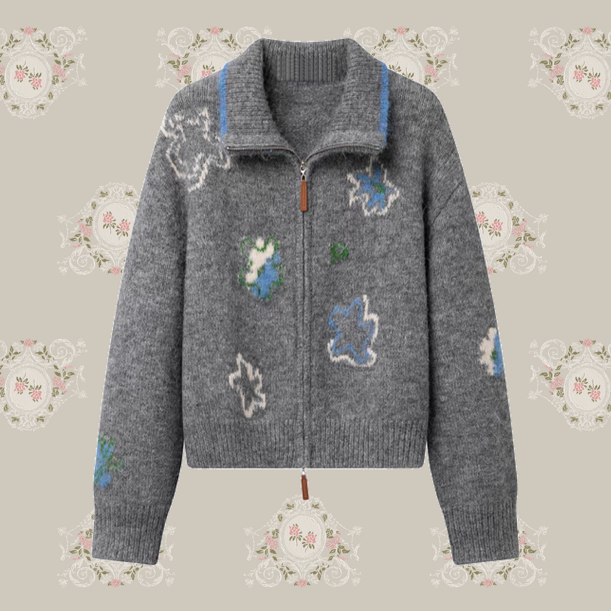 専用:COMFY ジップカーディガン Fuzzy Botanical Zip Cardigan/ファジーボタニカルジップカーディガン
