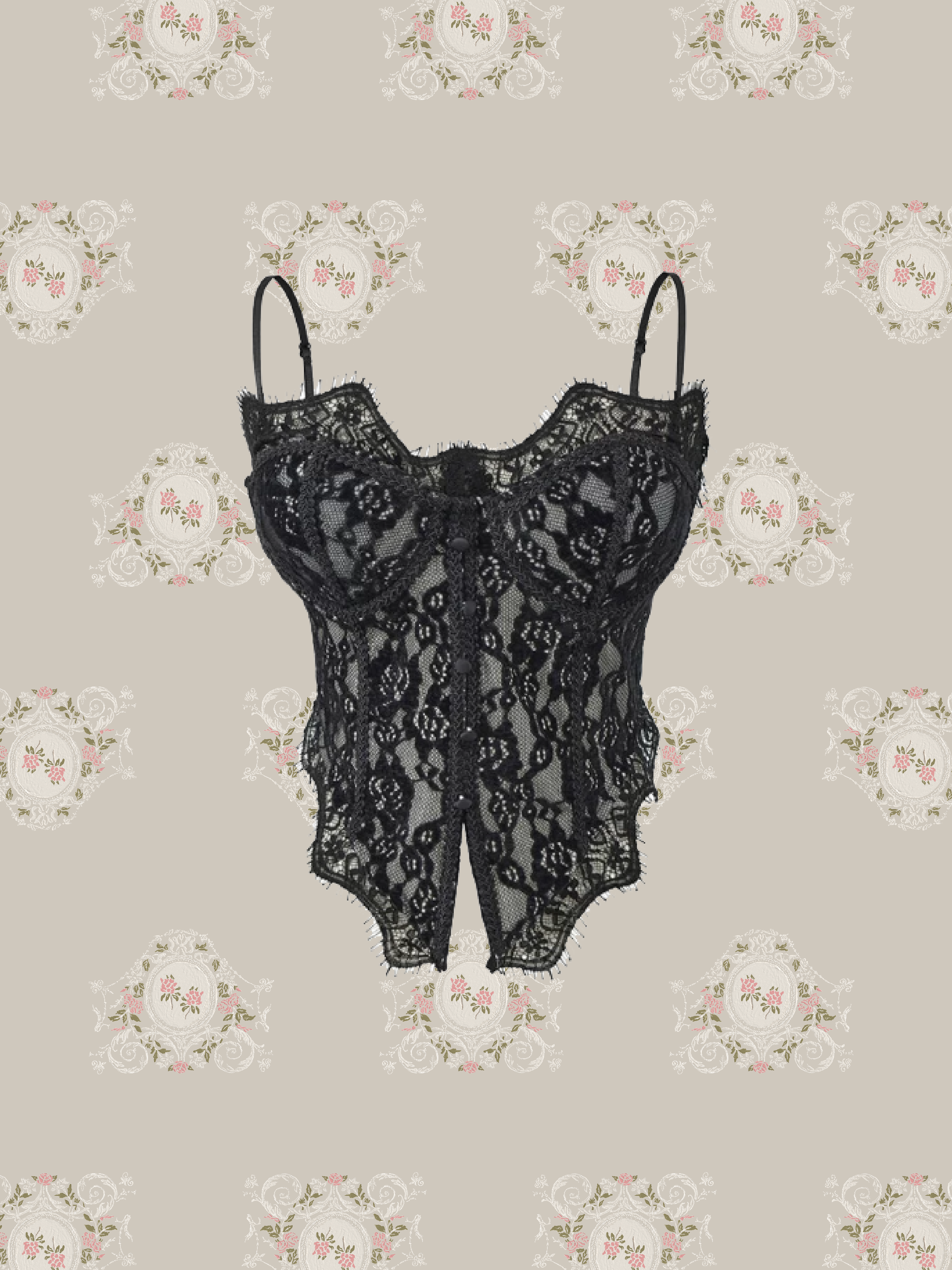 Texture Lace Padded Cami/テクスチャーレースパッド入りキャミソール