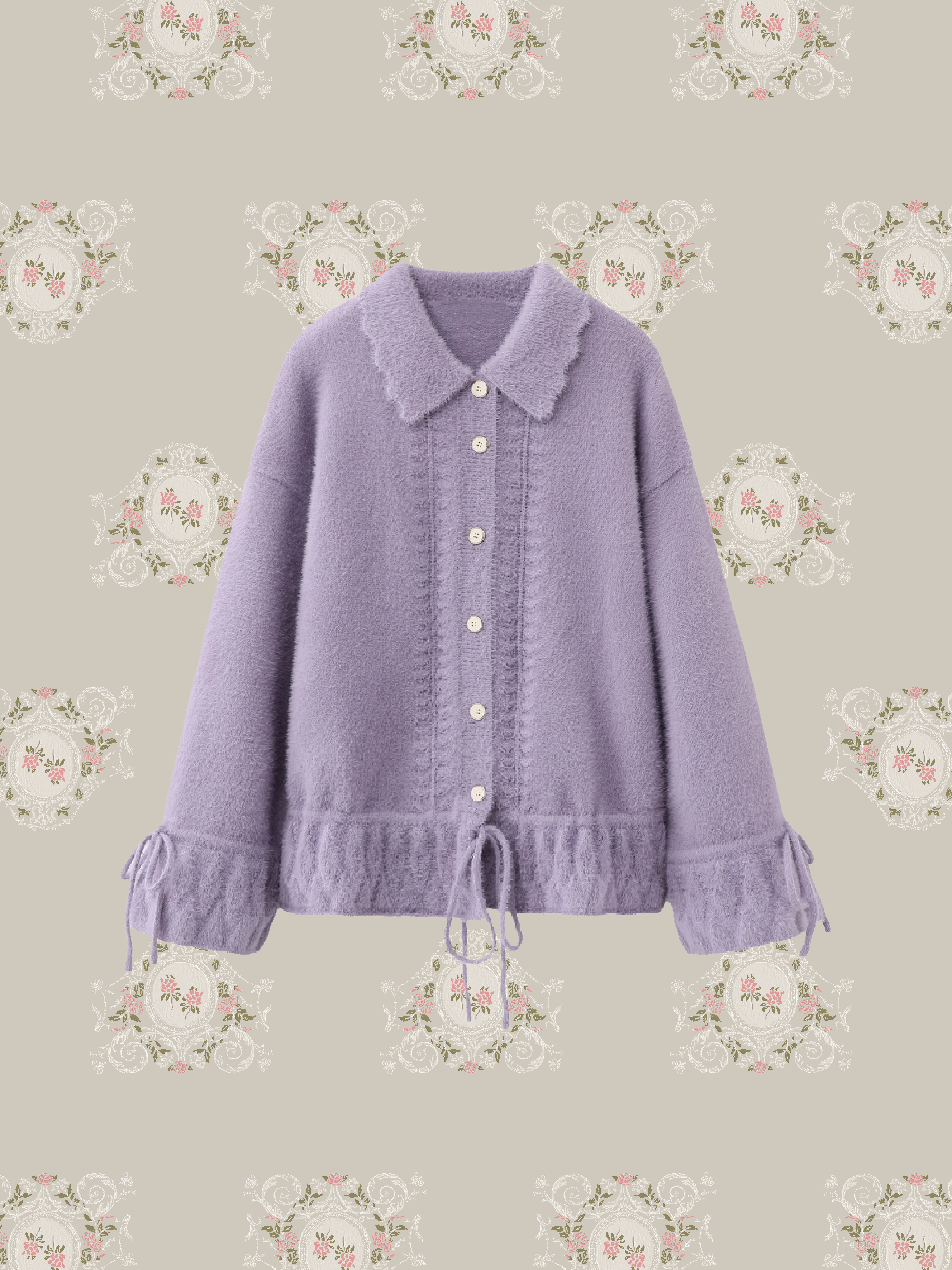 Elegant Purple Gather Cardigan/エレガントパープルギャザーカーディガン