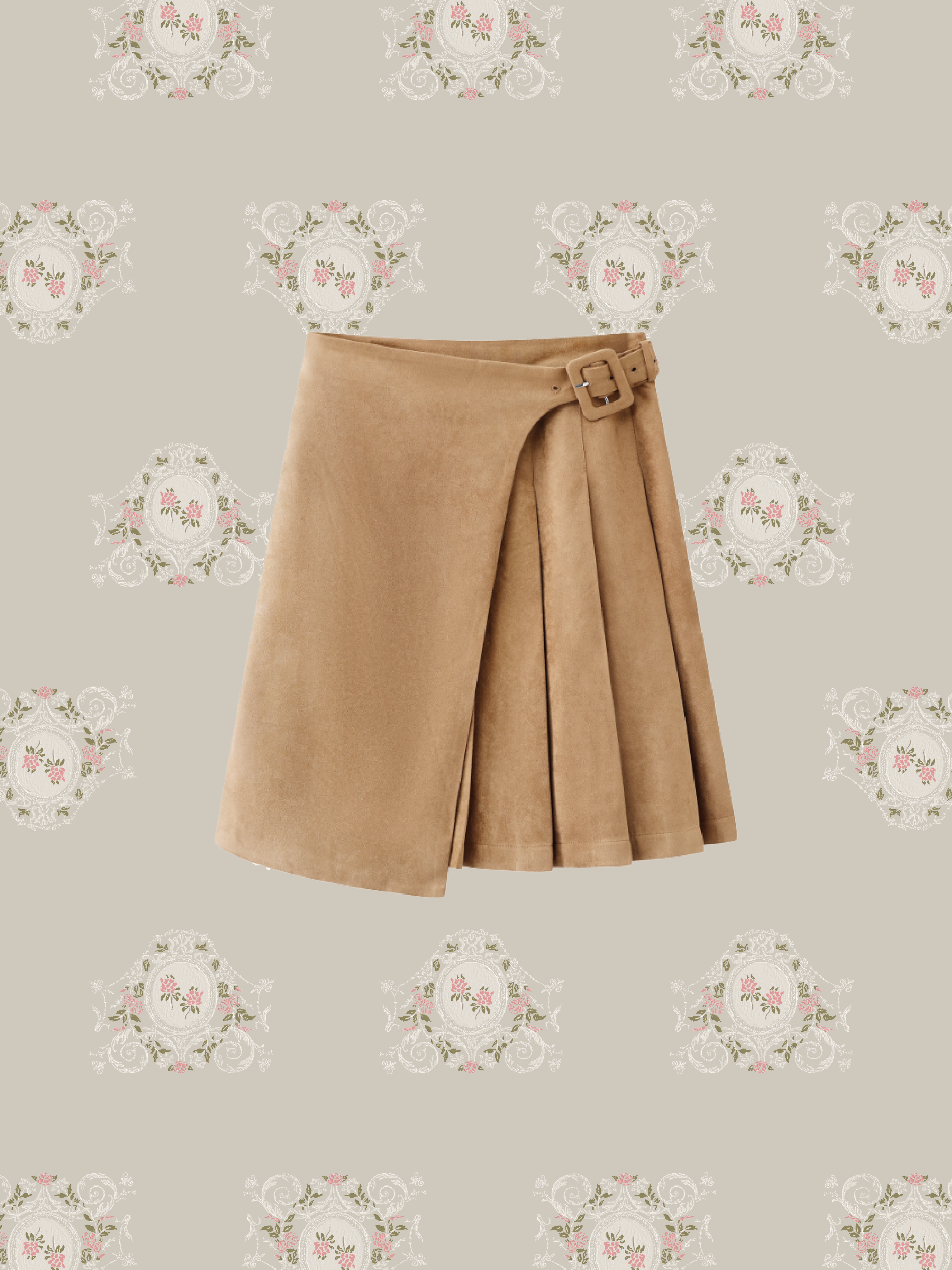 Asymmetry Pleats Suede Texture Skirt/アシンメトリープリーツスエードテクスチャスカート