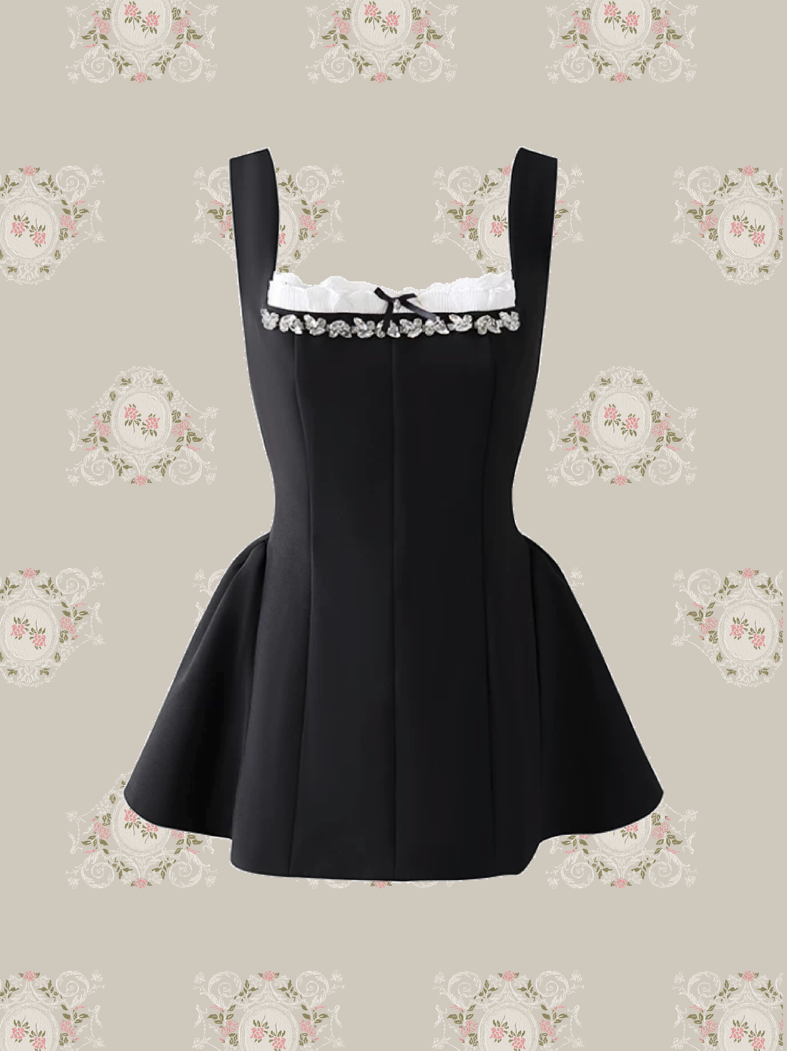 Hand Beaded Waisted Flare Dress/ハンドメイドビーズウエストフレアドレス