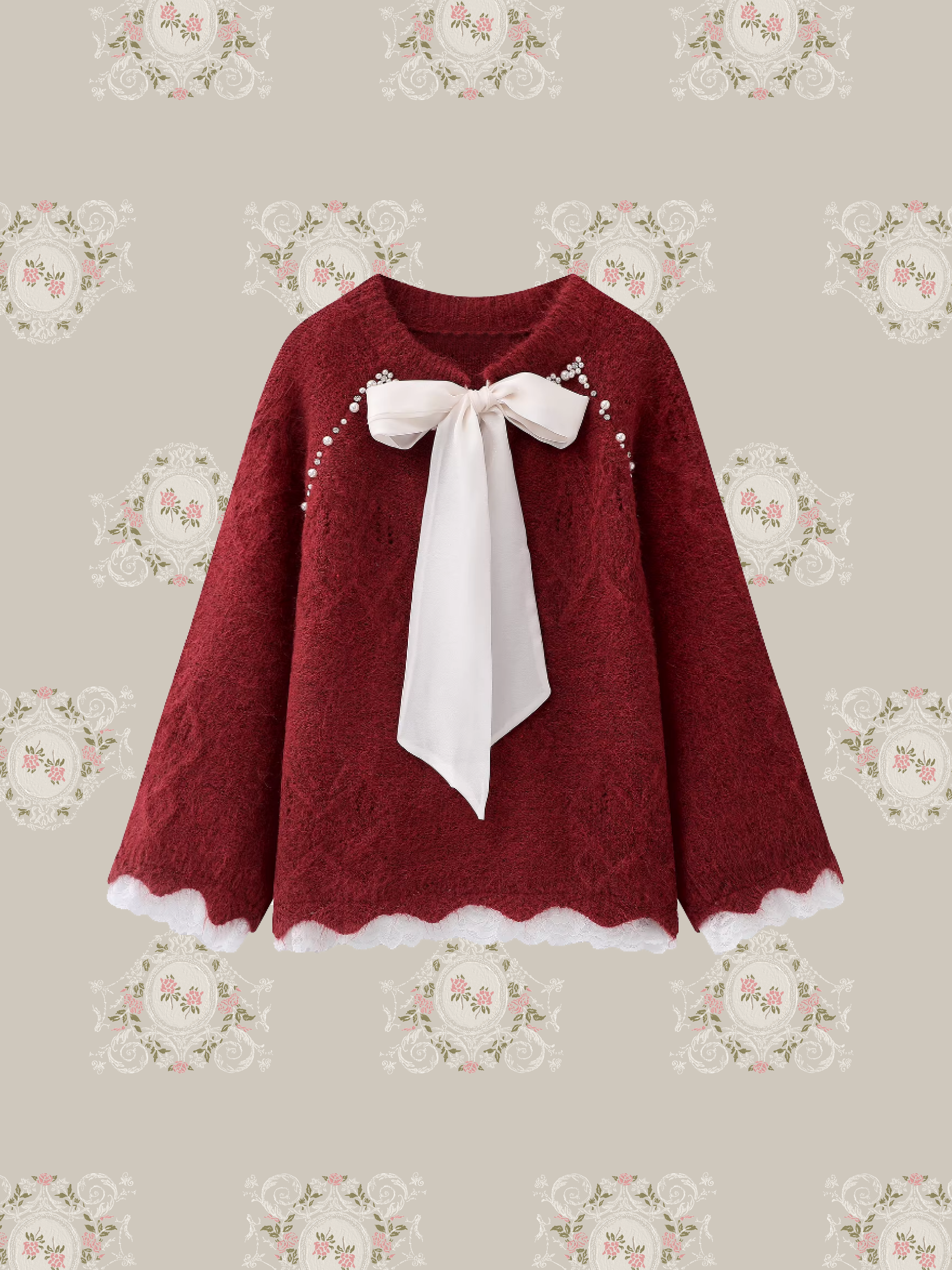 Sweet Beads Deco Ribbon Sweater/スイートビーズデコリボンセーター