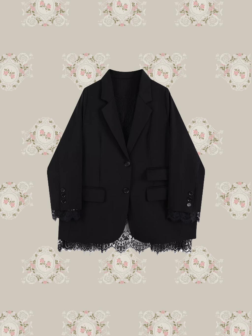 la pomme petit ショルダーデザインフラワージャケット Back Lace Design Jacket