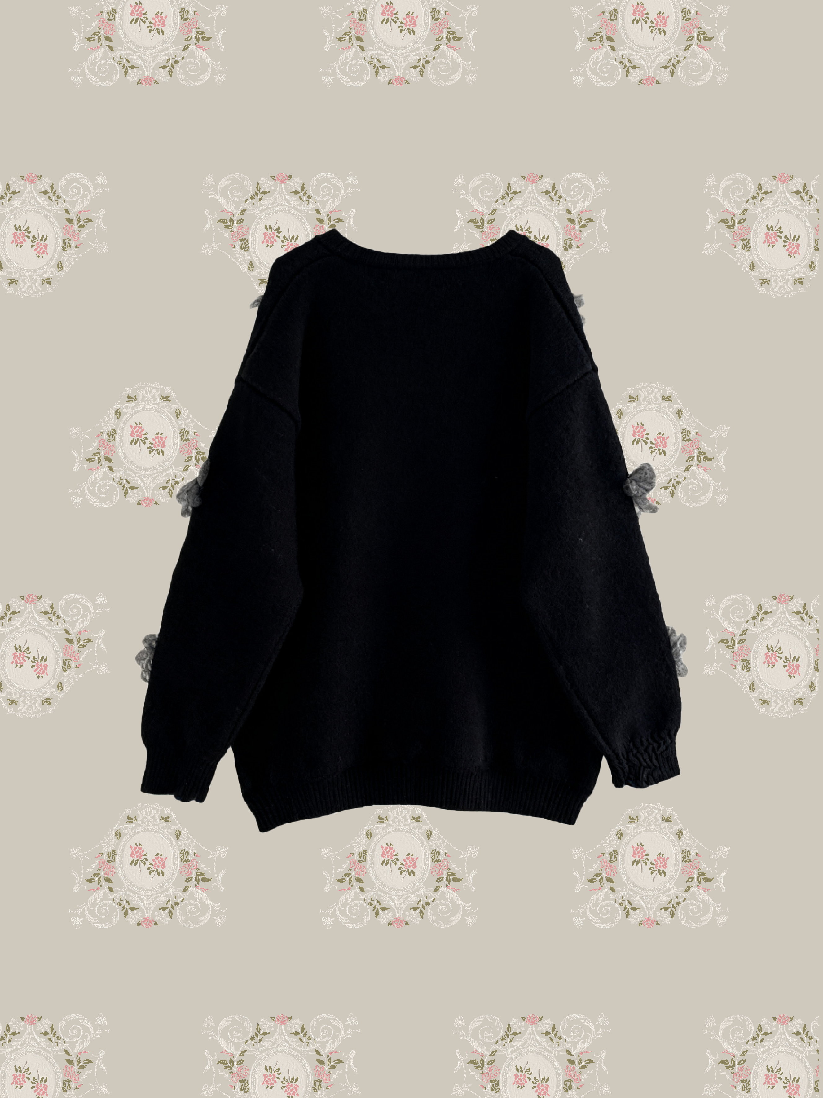 Hand Made Knitting Flower Sweater/ハンドメイド編み物フラワーセーター