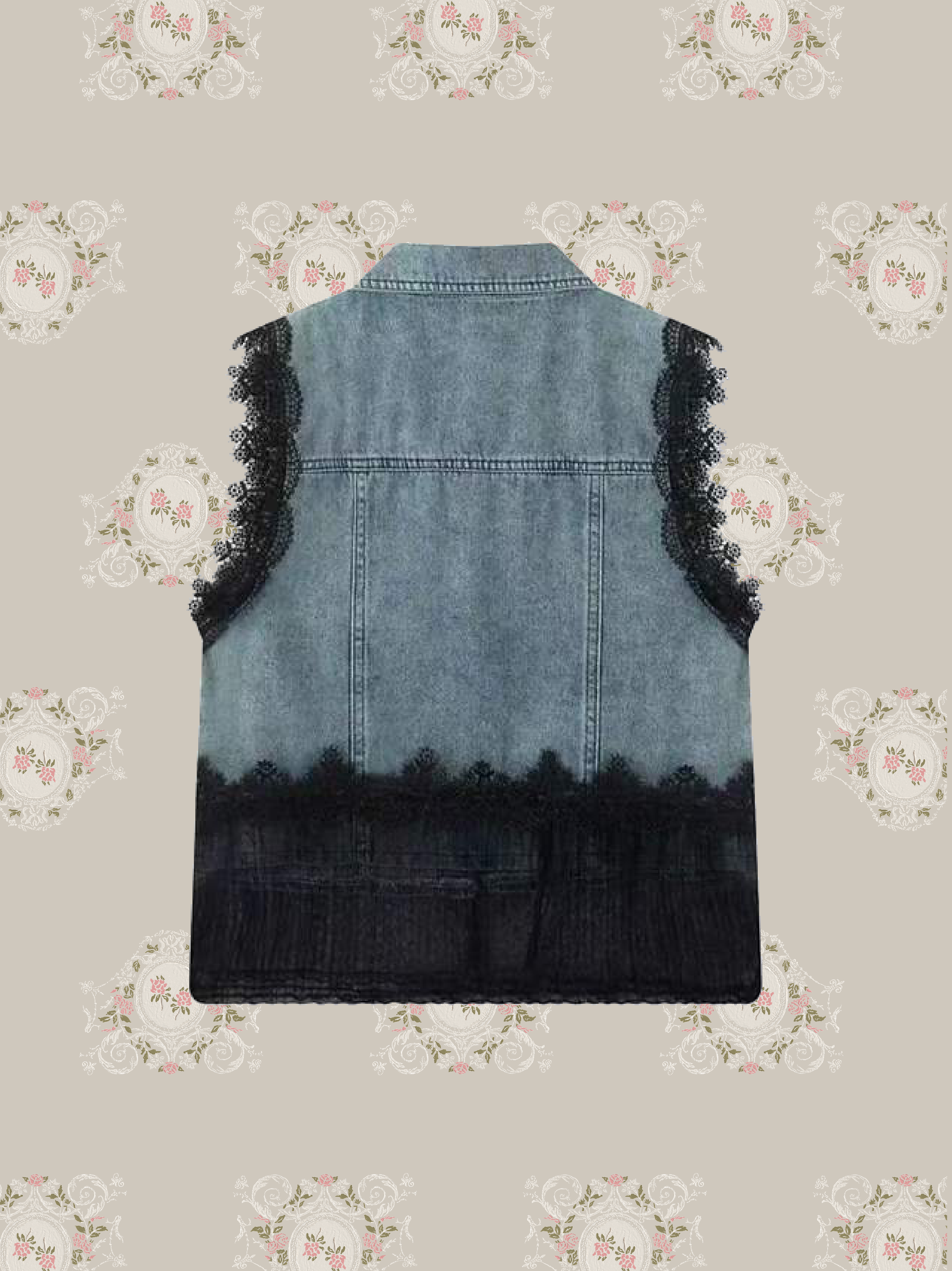 Lace Motif Denim Vest/レースデニムベスト