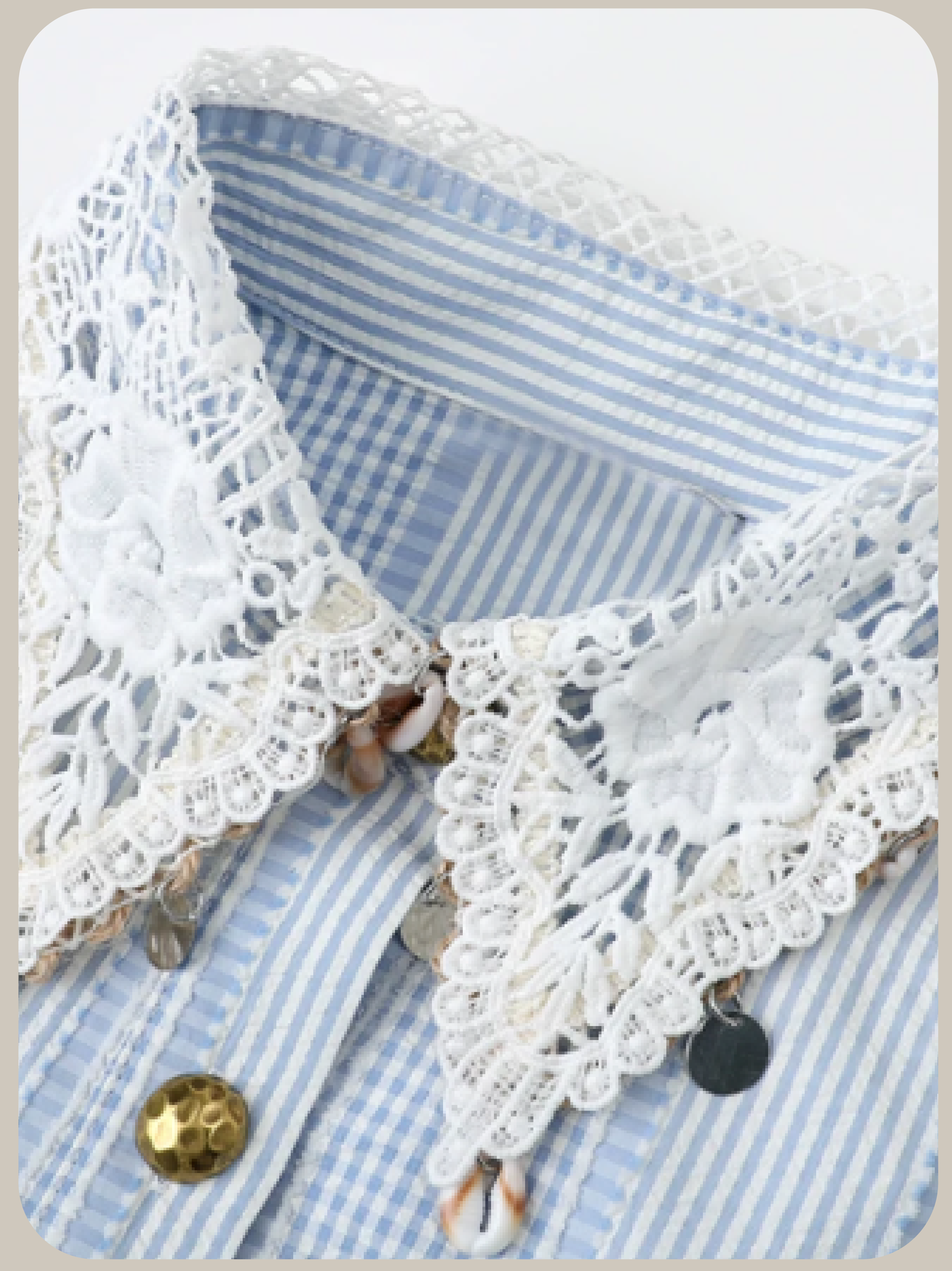 Lace Collar Asymmetry Docking Shirt Dress/レース襟アシンメトリードッキングシャツドレス