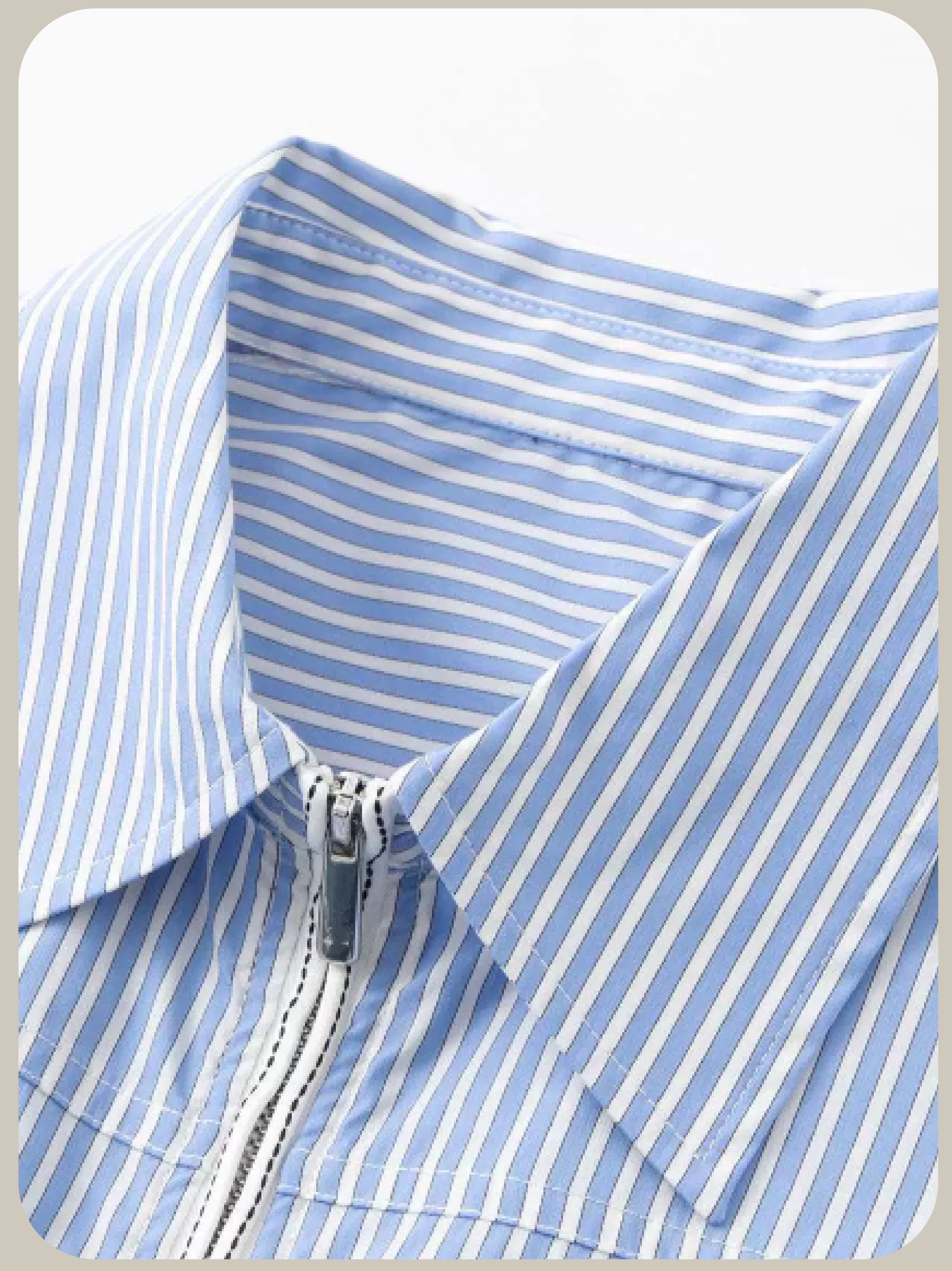 Cropped Zip Stripe Shirt/クロップド丈ジップストライプシャツ