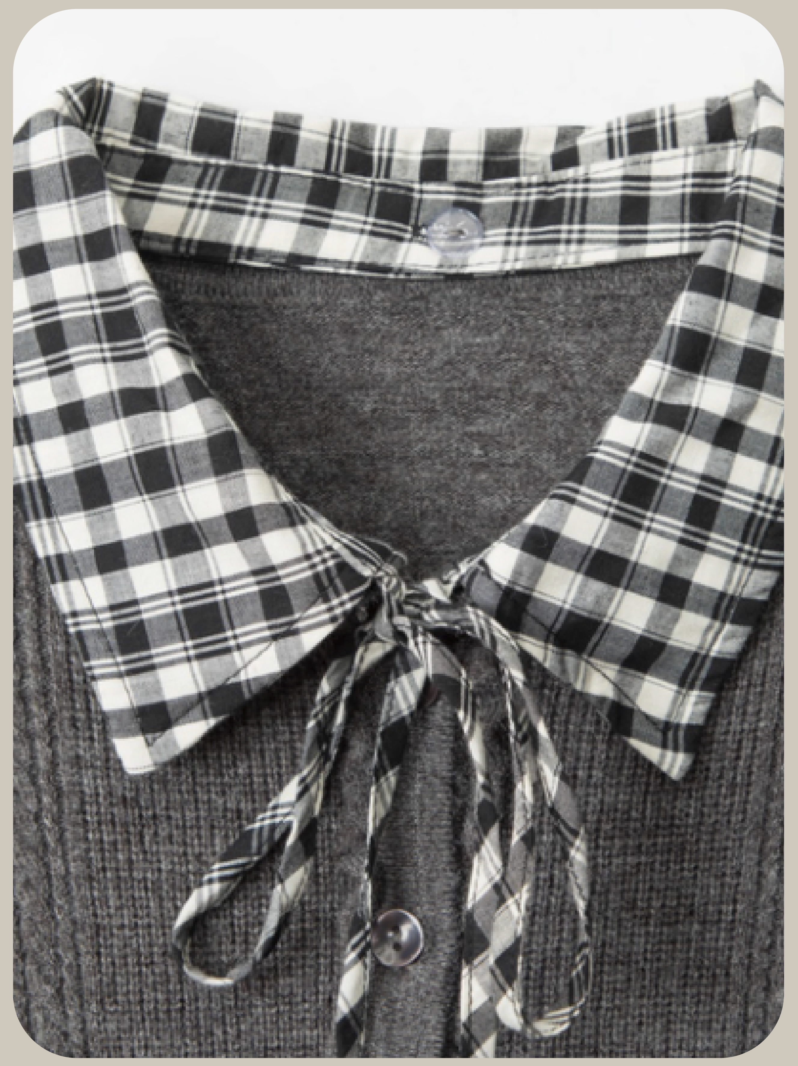 Check Collar Cardigan/チェックカラーカーディガン