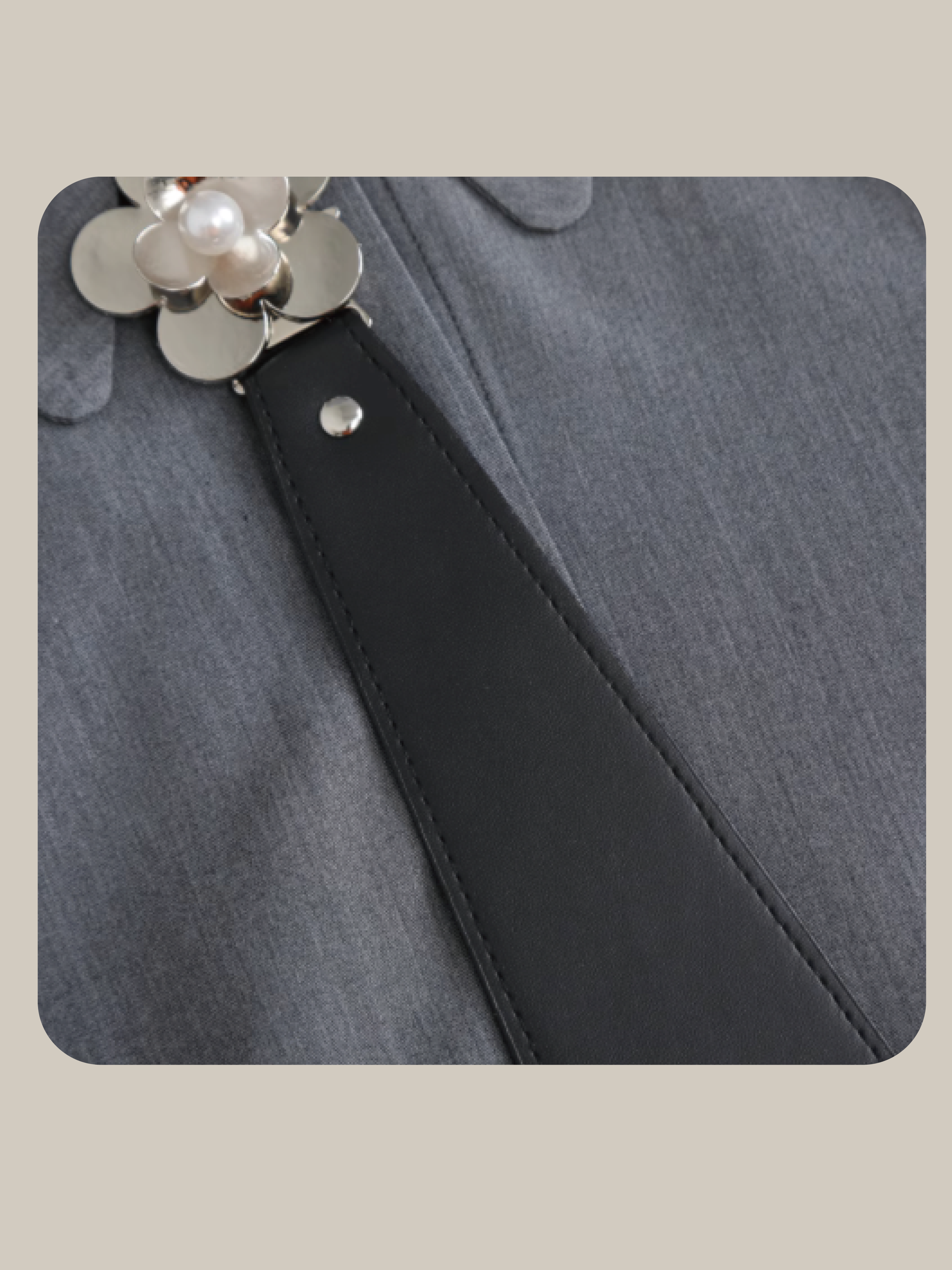 Silver Flower Leather Tie Shirt  シルバー フラワー レザー タイ シャツ