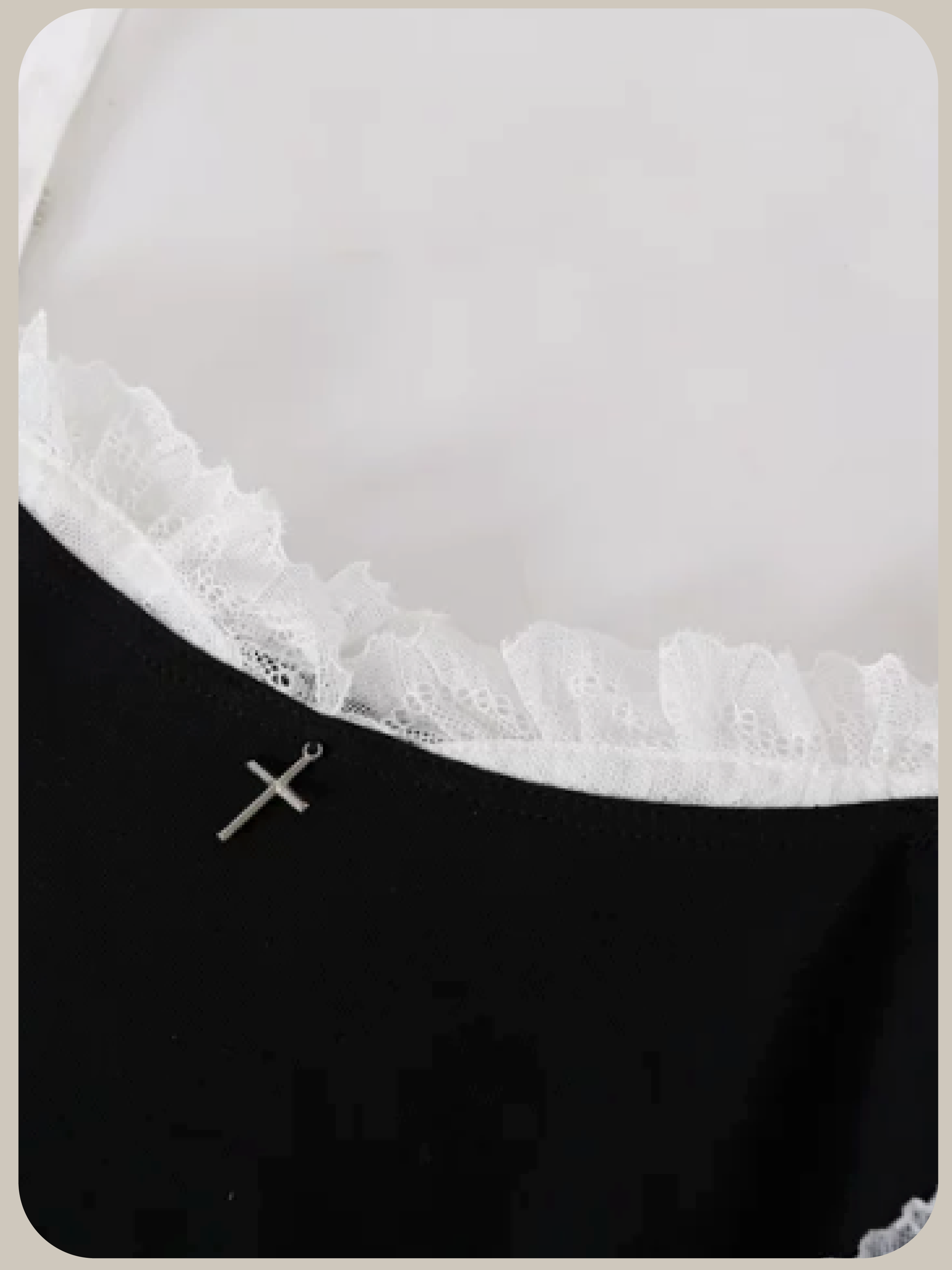 Monochrome Lace Patch Cross Cami Tiered Ruffle Skirt Set Up/モノトーンレースパッチクロスキャミティアードフリルスカートセットアップ