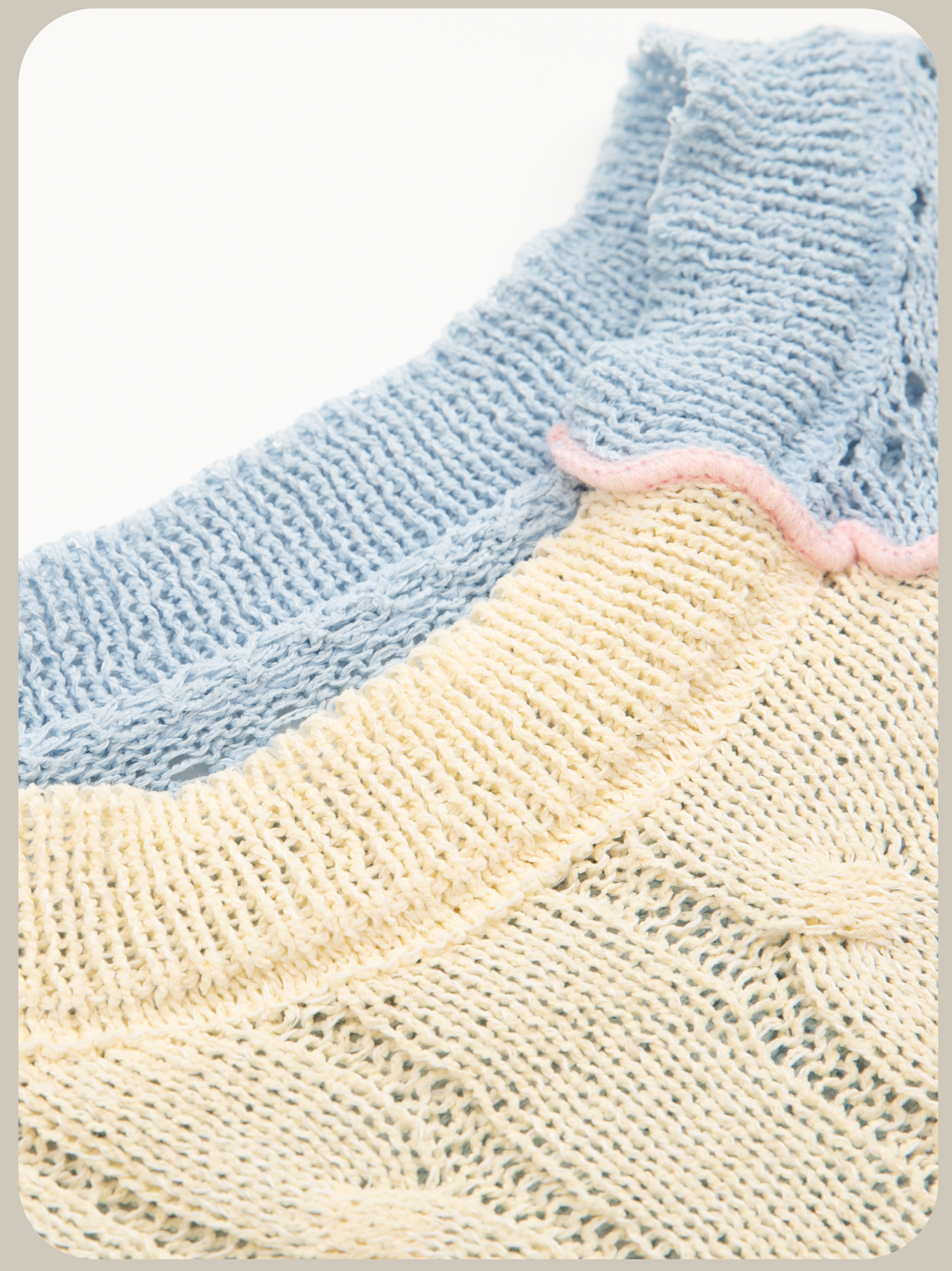Contrast Color Wave Docking Summer Knit/コントラストウェーブドッキングサマーニット