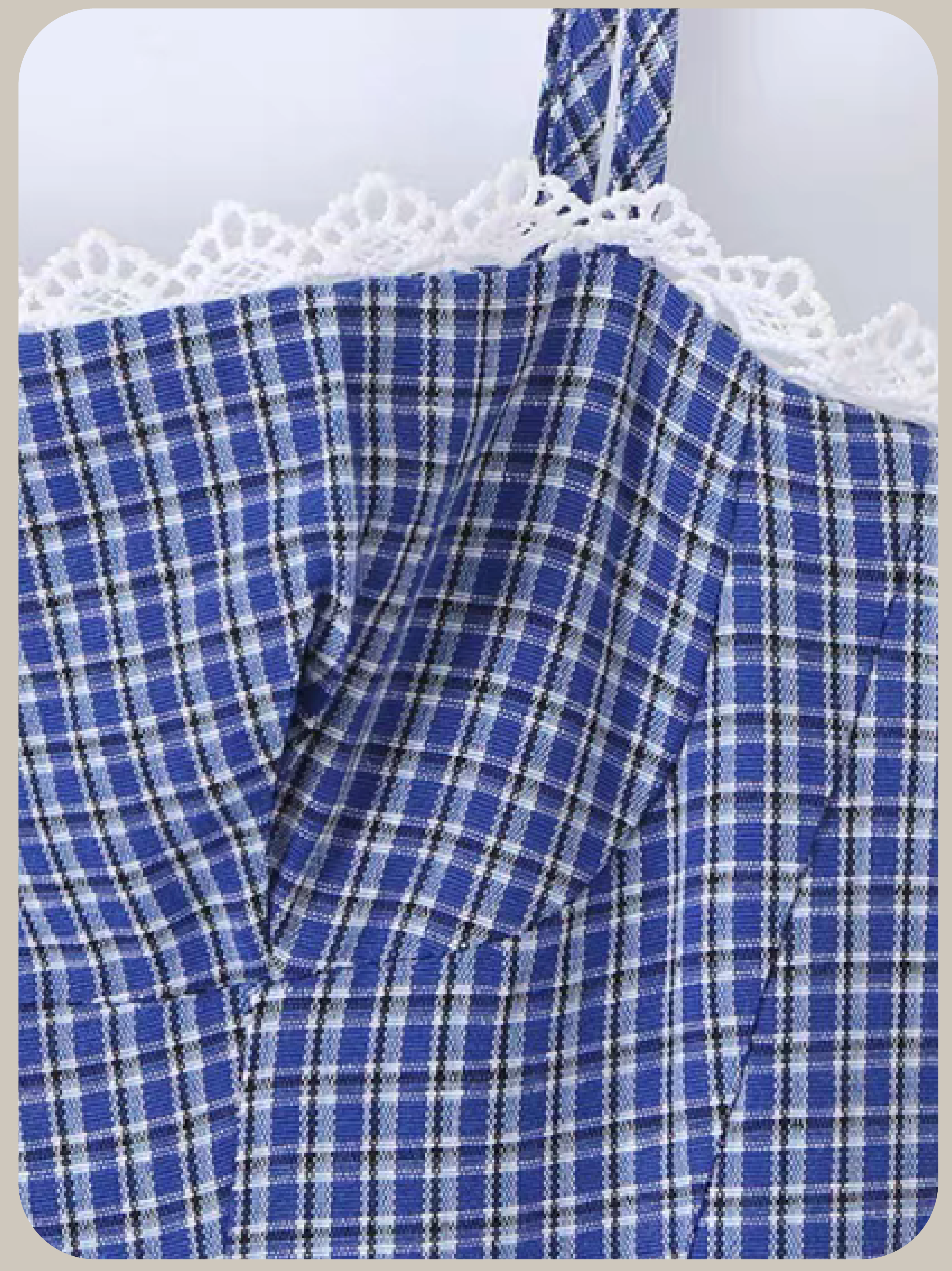 Lace Gingham Tiered Cami Dress/レースギンガムチェックティアードキャミワンピース