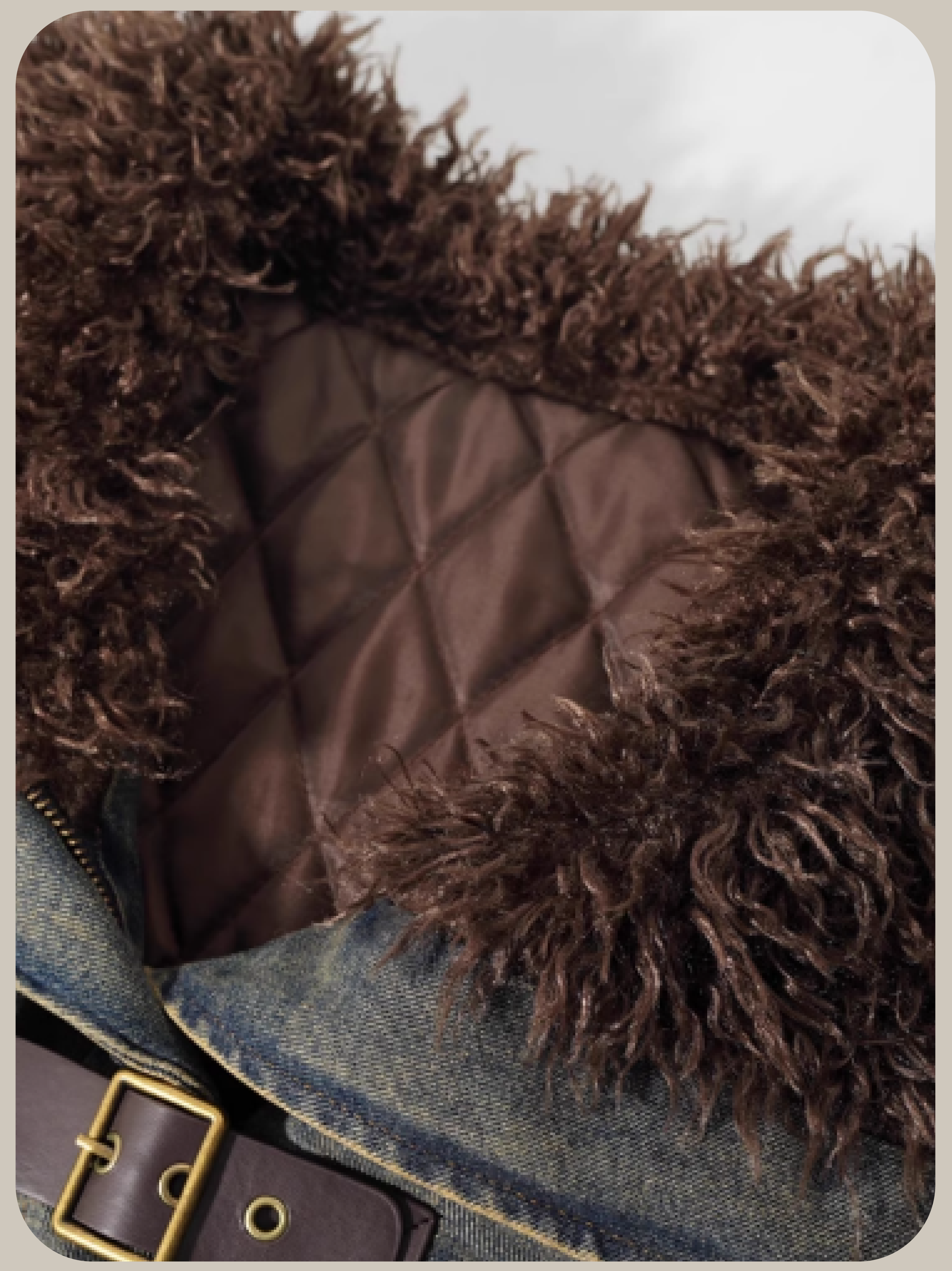 Big Fluffy Collar Denim Down Jacket/ビッグカラーデニムダウンジャケット