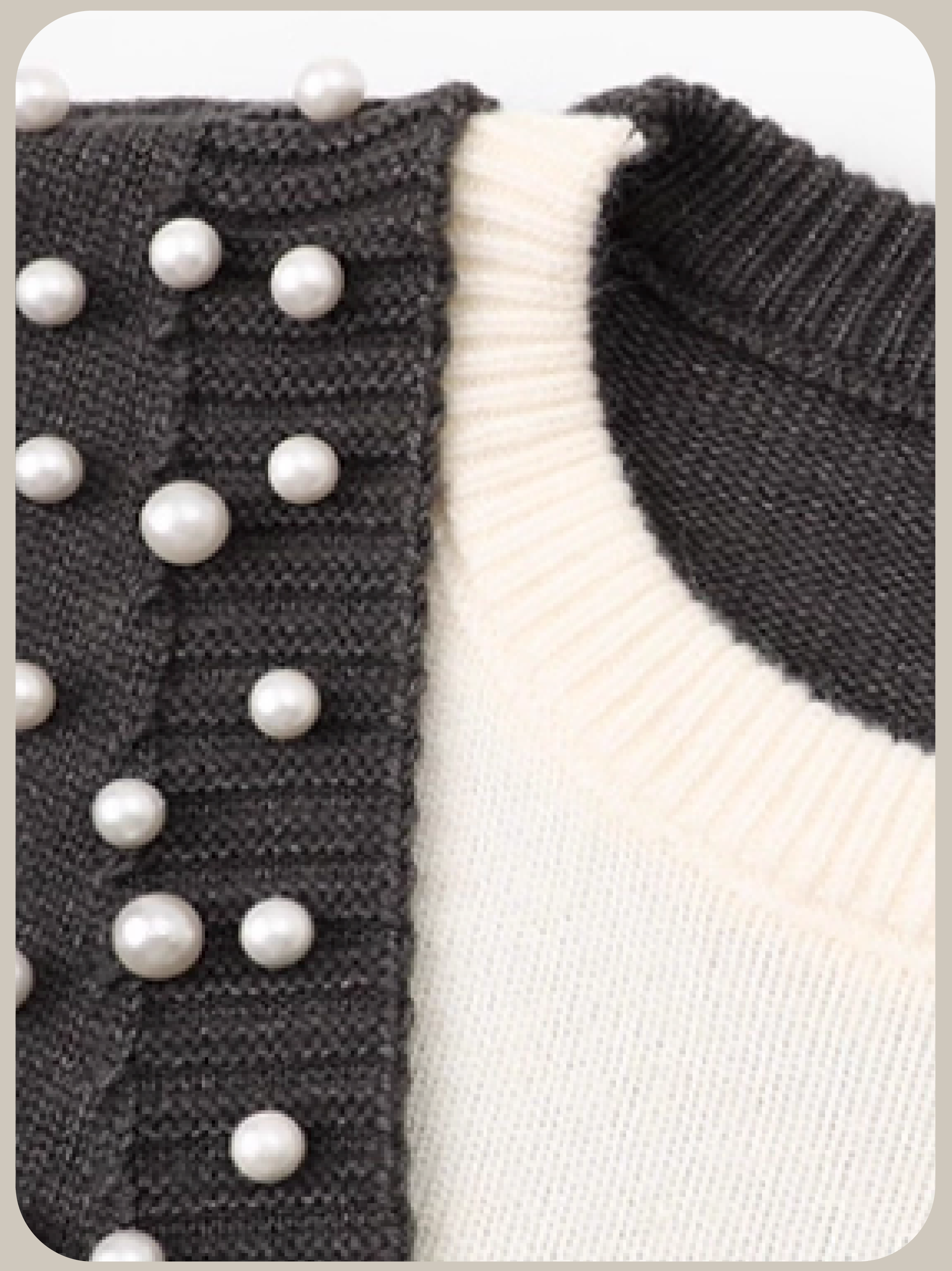 Fake Two Pearl Deco Cardigan/フェイクツーパールデコカーディガン