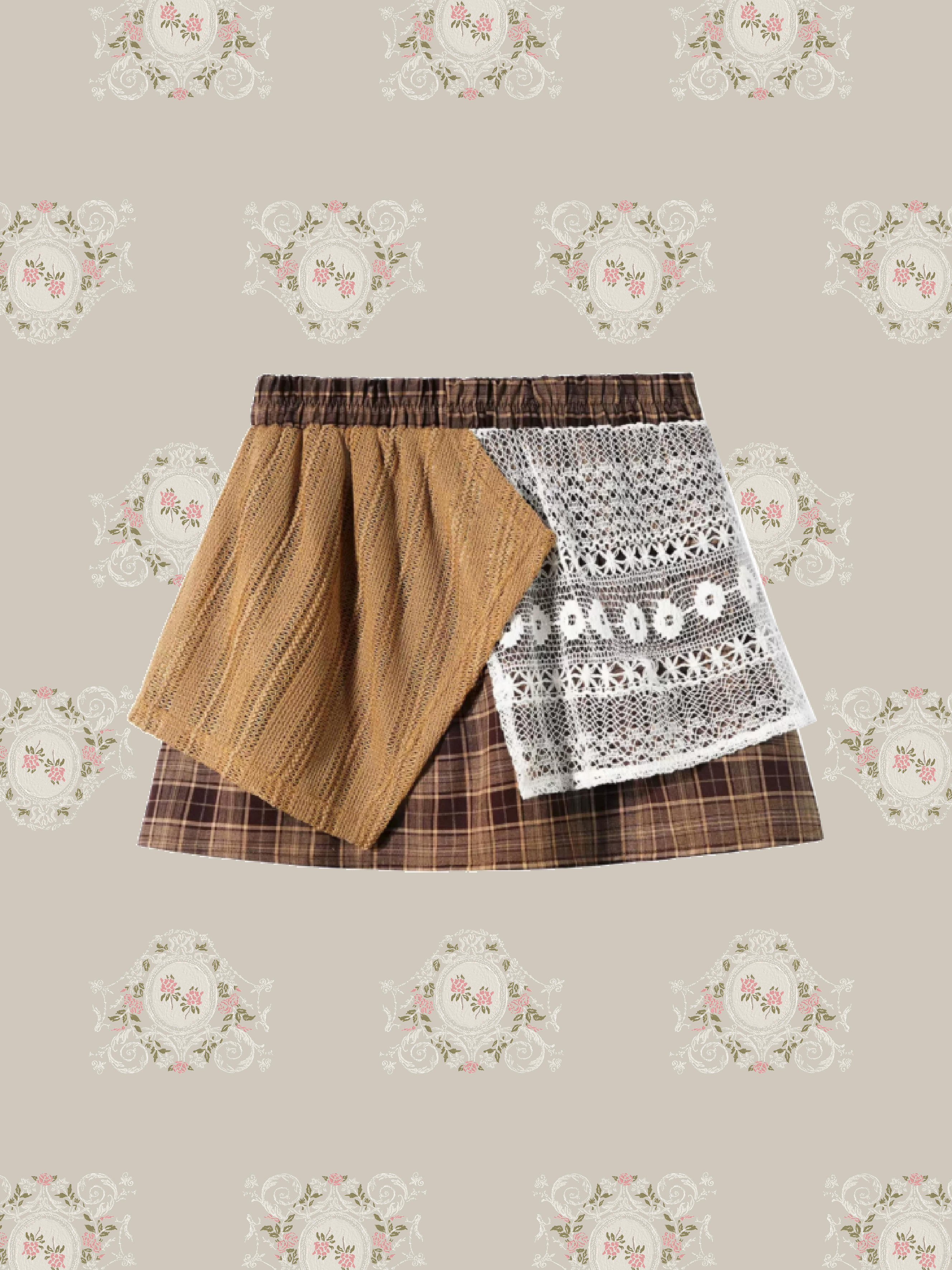 Lace Docking Check Skirt/レースドッキングチェックスカート
