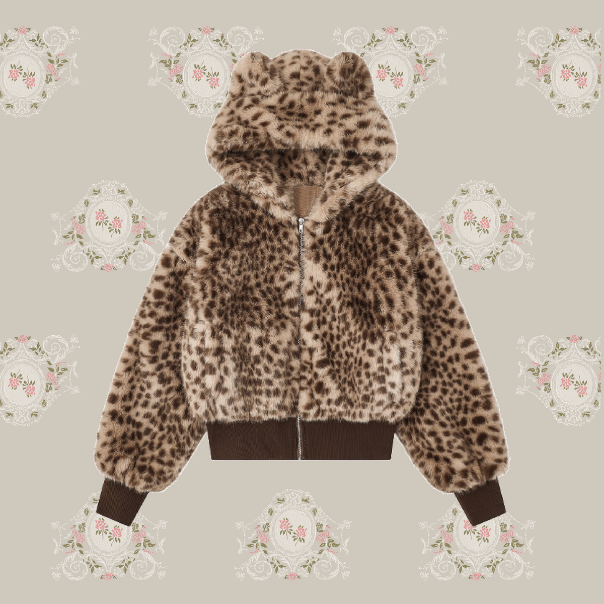 leopard fur jacket ヒョウ柄　ファー　ジャケット Fluffy Leopard Fur Jacket/ふわふわヒョウ柄ファージャケット