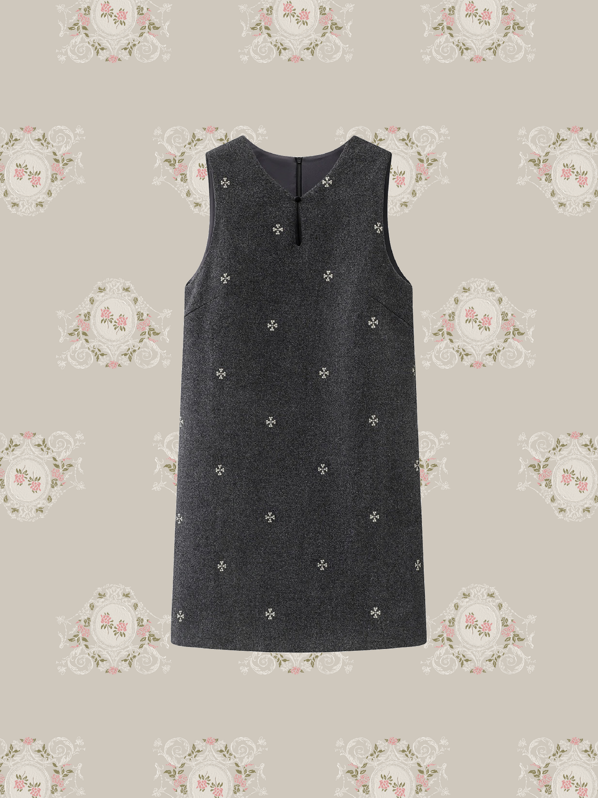 Texture Embroidery Vest One Piece/テクスチャー刺繍ベストワンピース