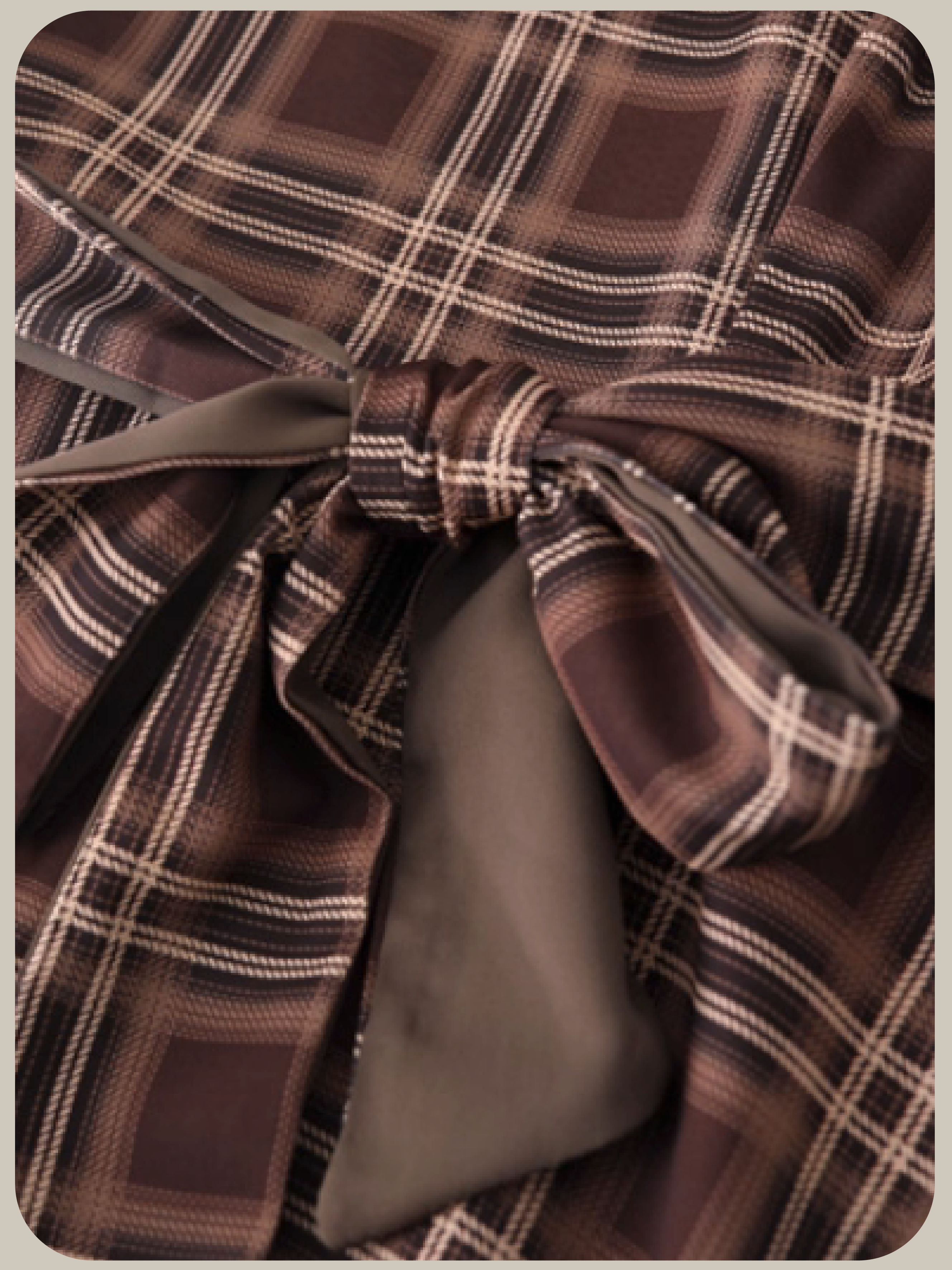 Fake Two Brown Check Frill Onepiece/フェイクツーブラウンチェックフリルワンピース